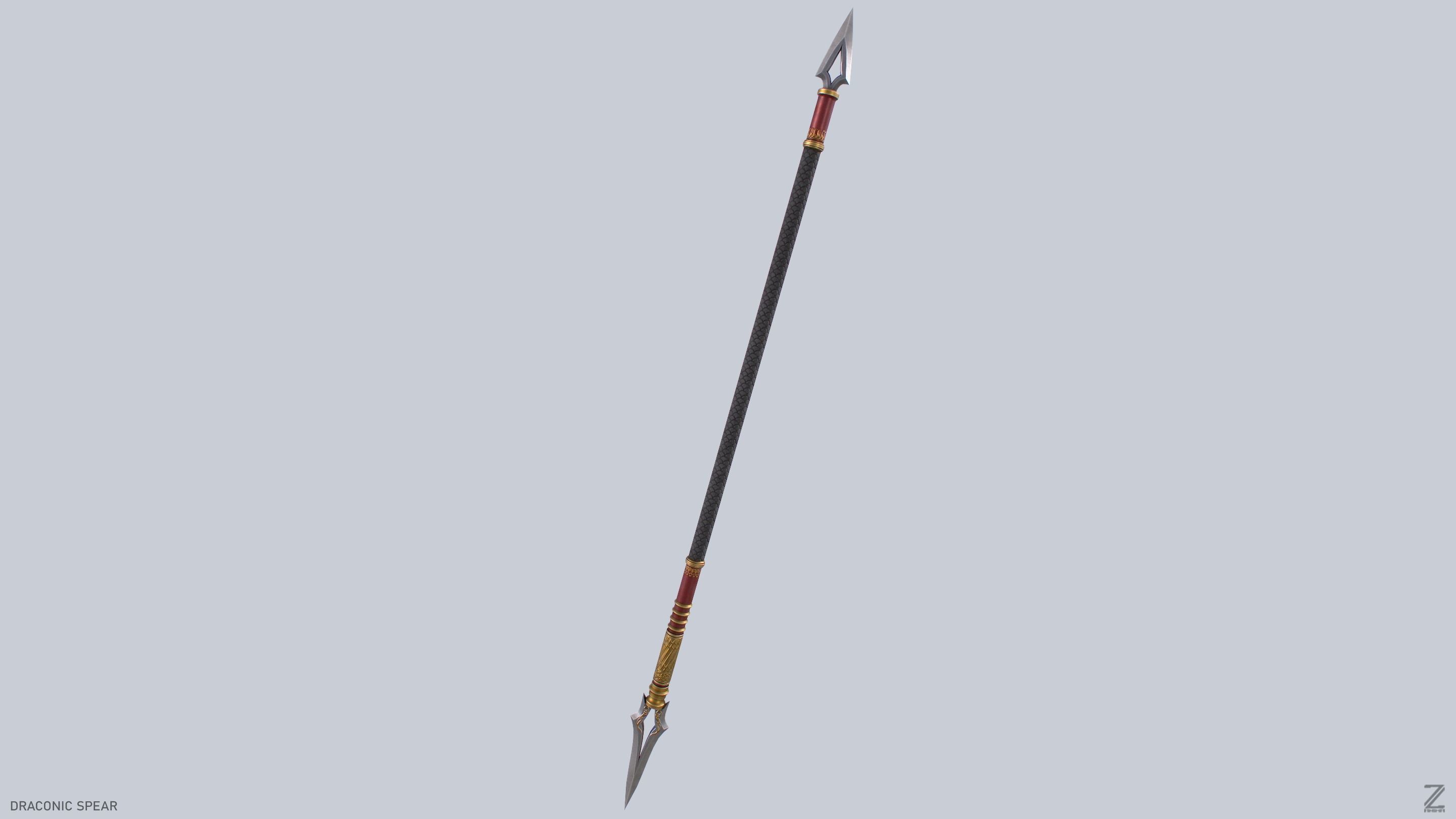 Draconic spear Low-poly 3D model_10