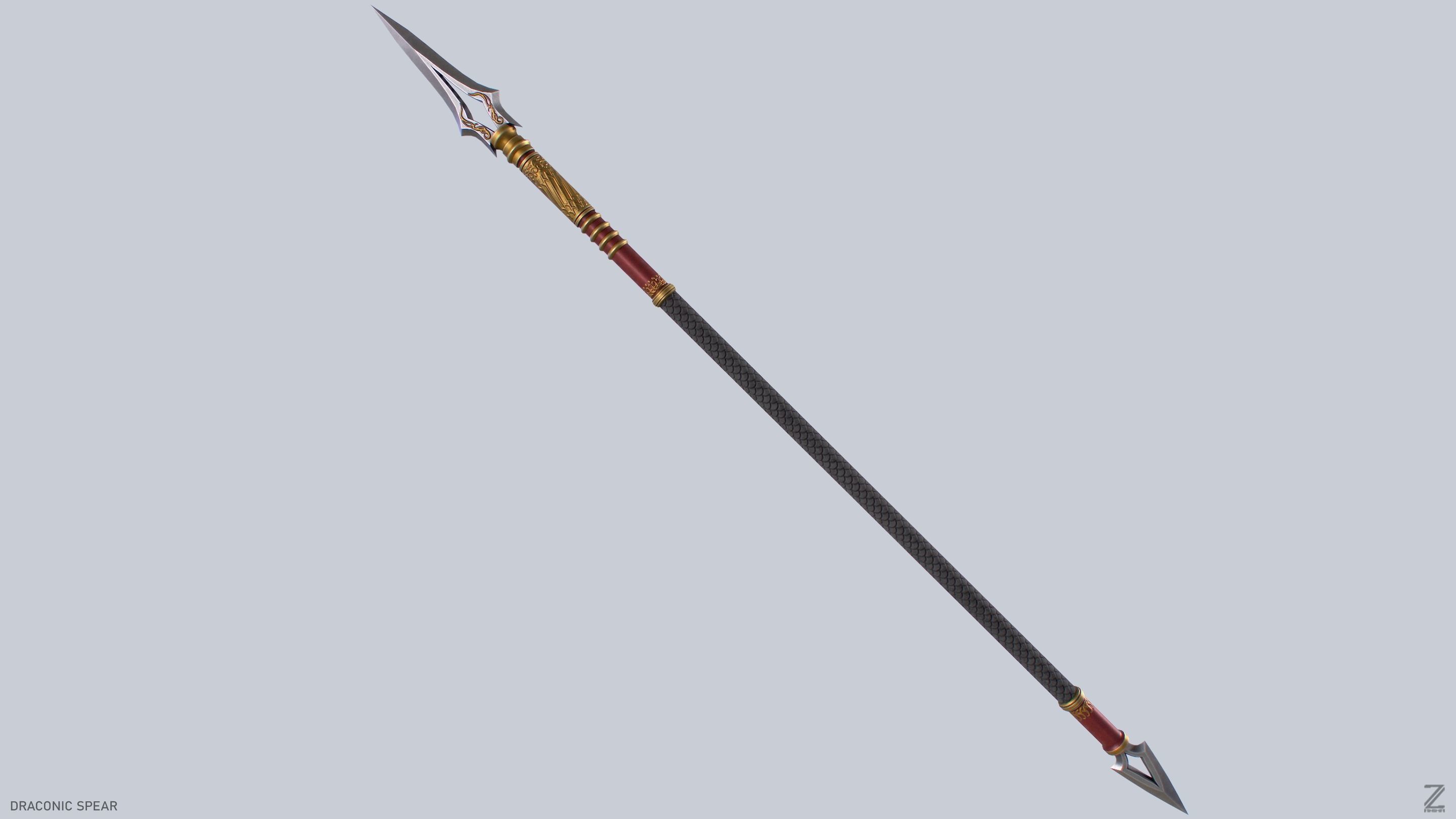 Draconic spear Low-poly 3D model_7