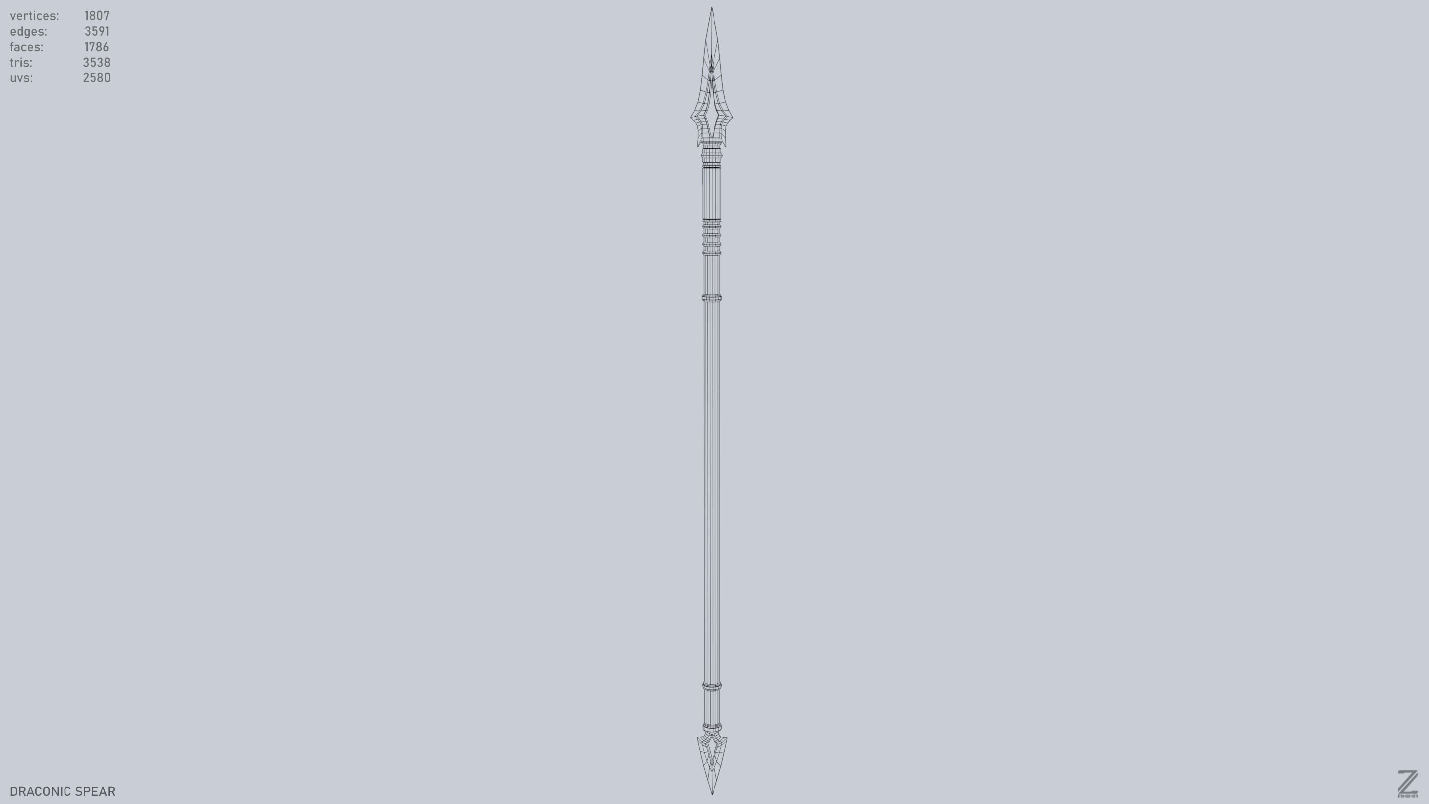 Draconic spear Low-poly 3D model_11