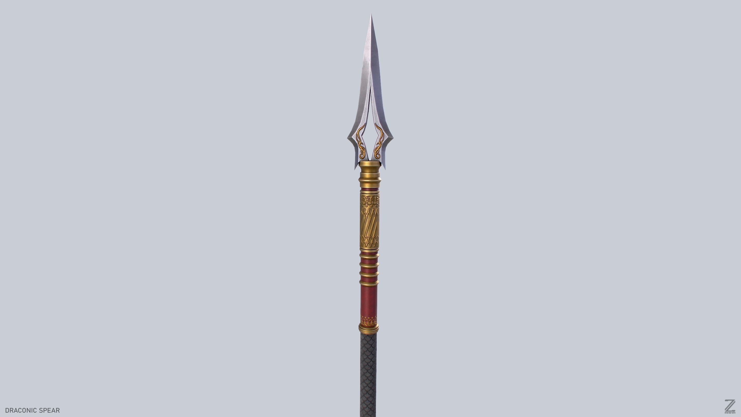 Draconic spear Low-poly 3D model_8