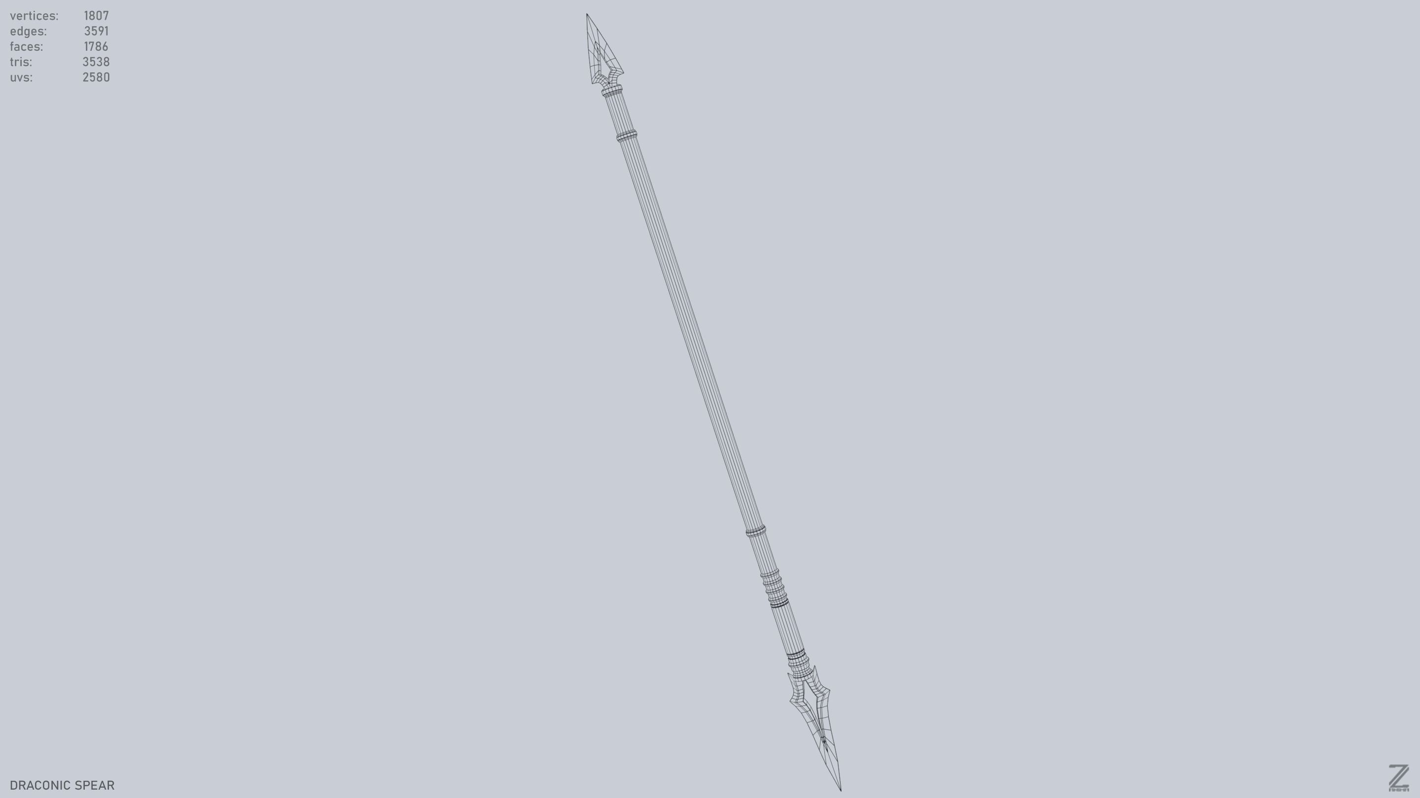 Draconic spear Low-poly 3D model_15