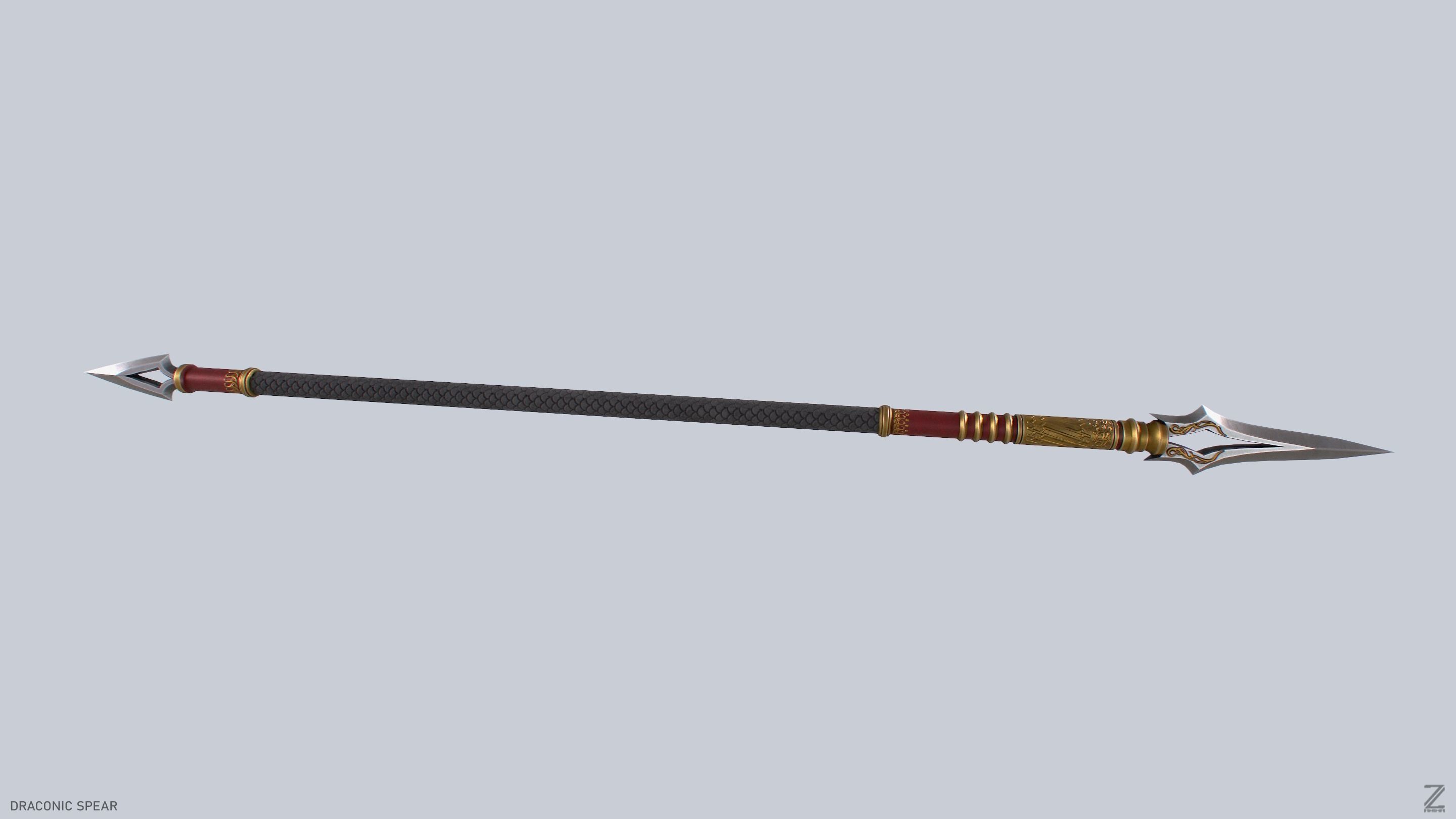 Draconic spear Low-poly 3D model_6