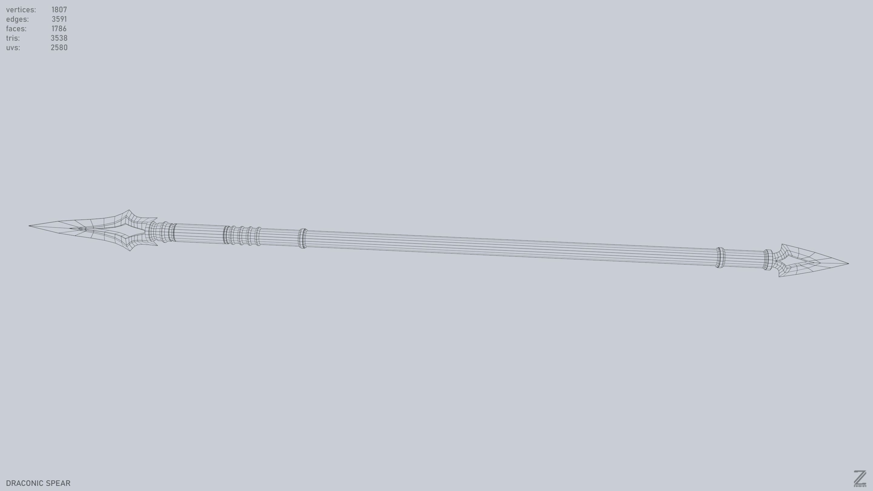 Draconic spear Low-poly 3D model_4
