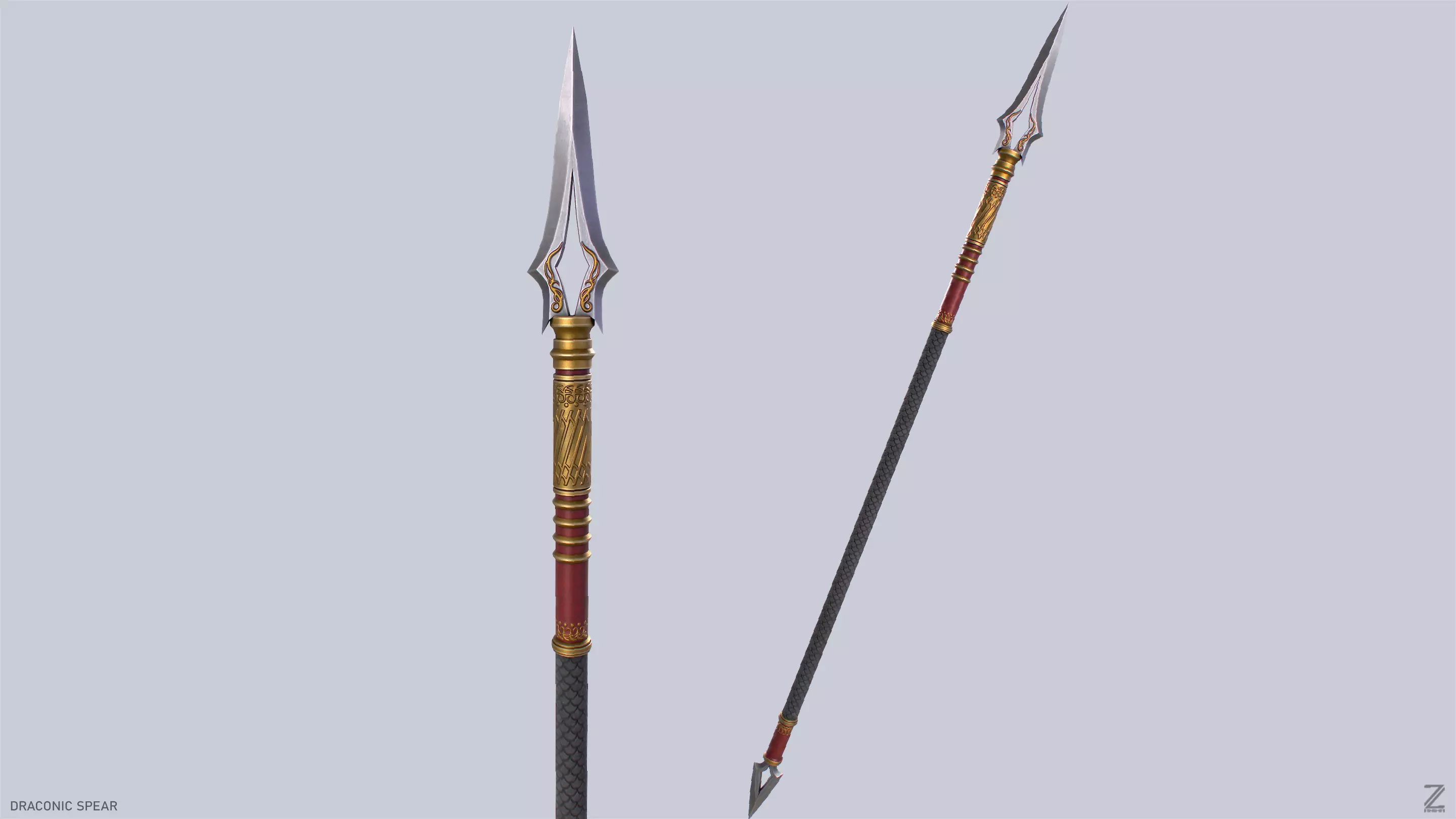 Draconic spear Low-poly 3D model_0