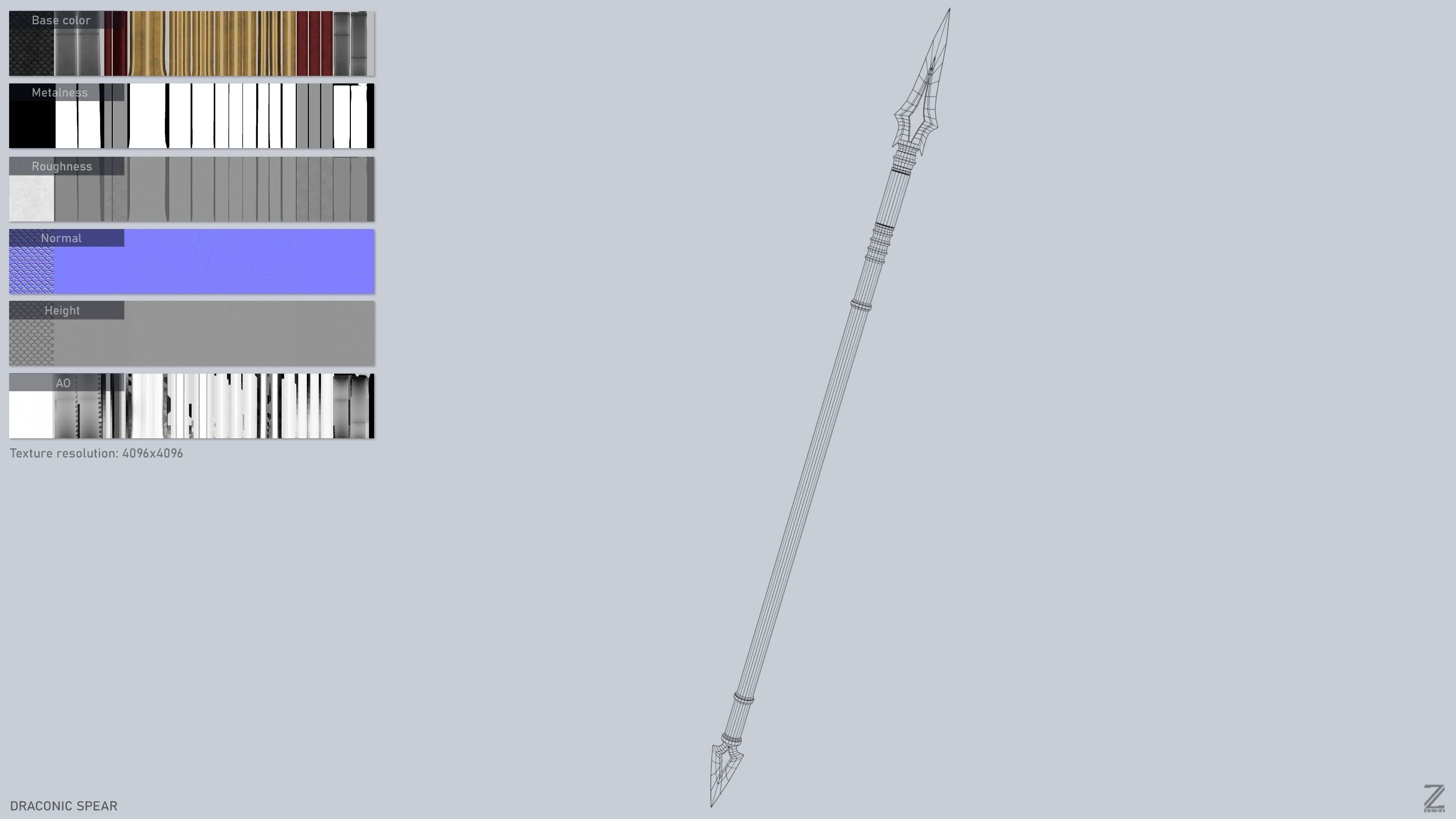 Draconic spear Low-poly 3D model_3