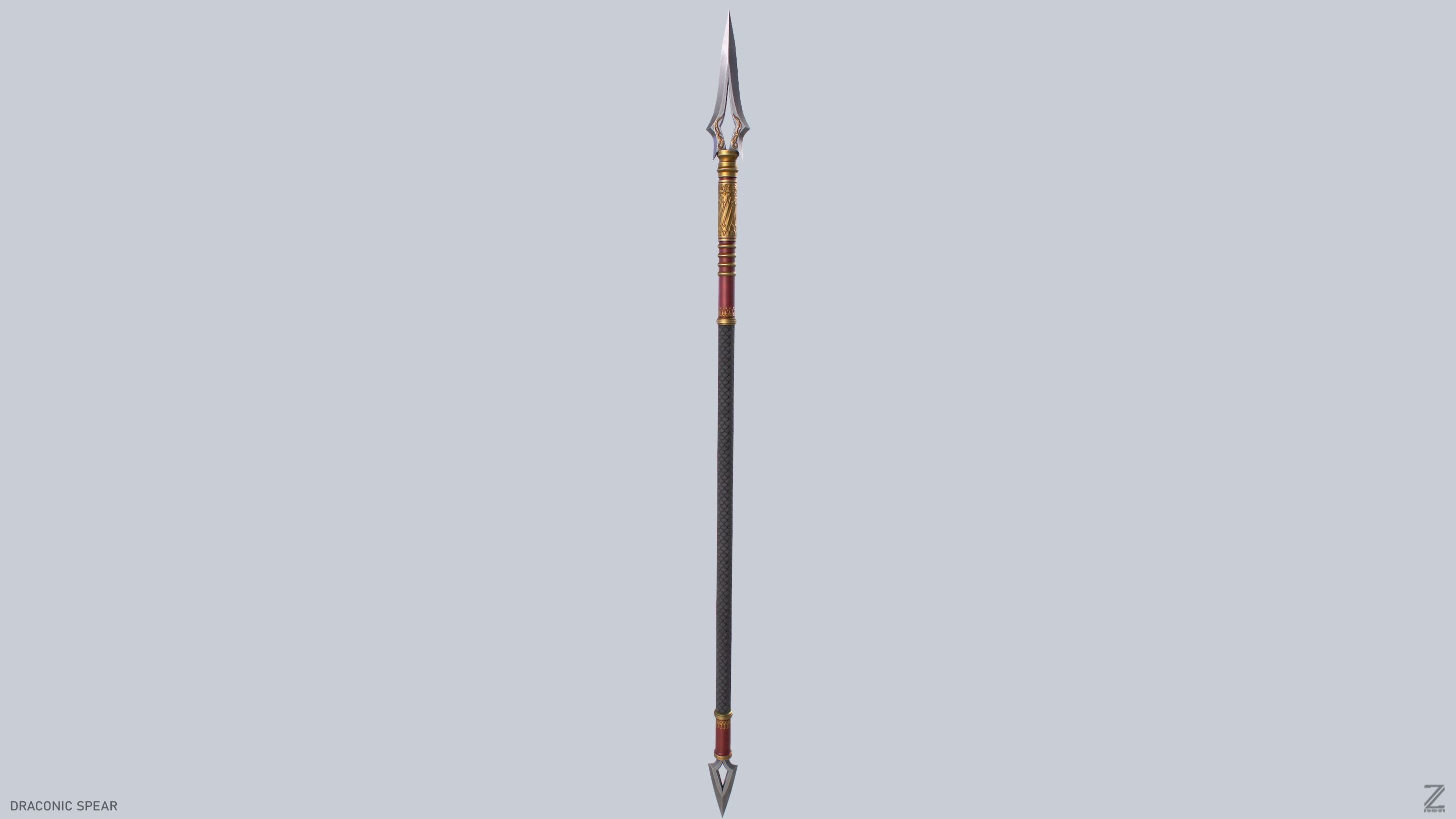 Draconic spear Low-poly 3D model_5