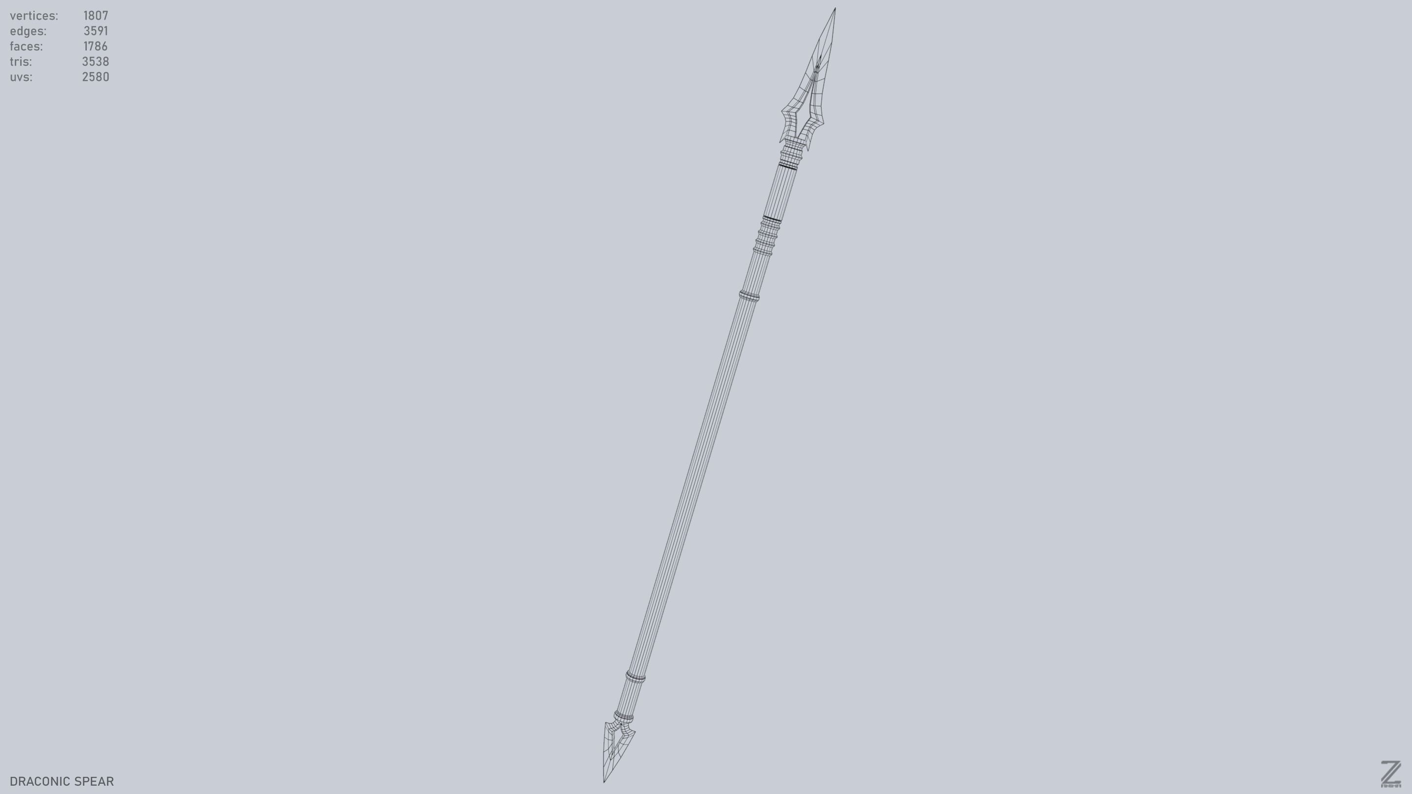 Draconic spear Low-poly 3D model_16