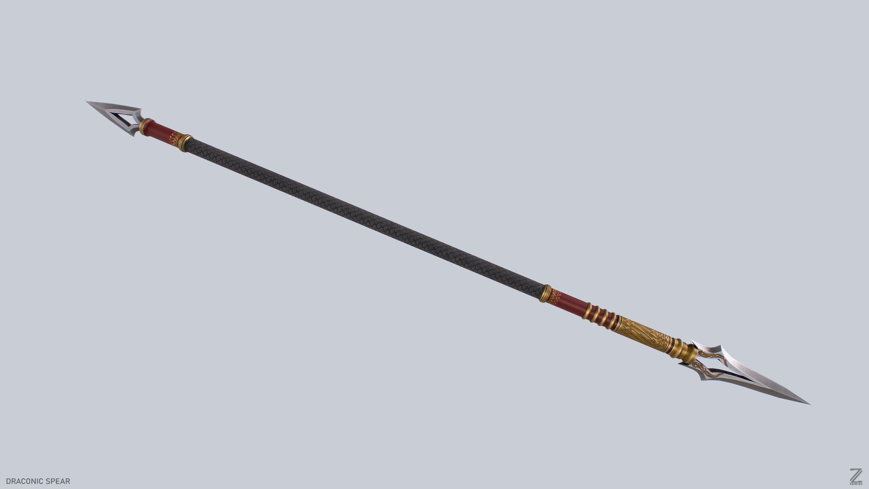 Draconic spear Low-poly 3D model_2