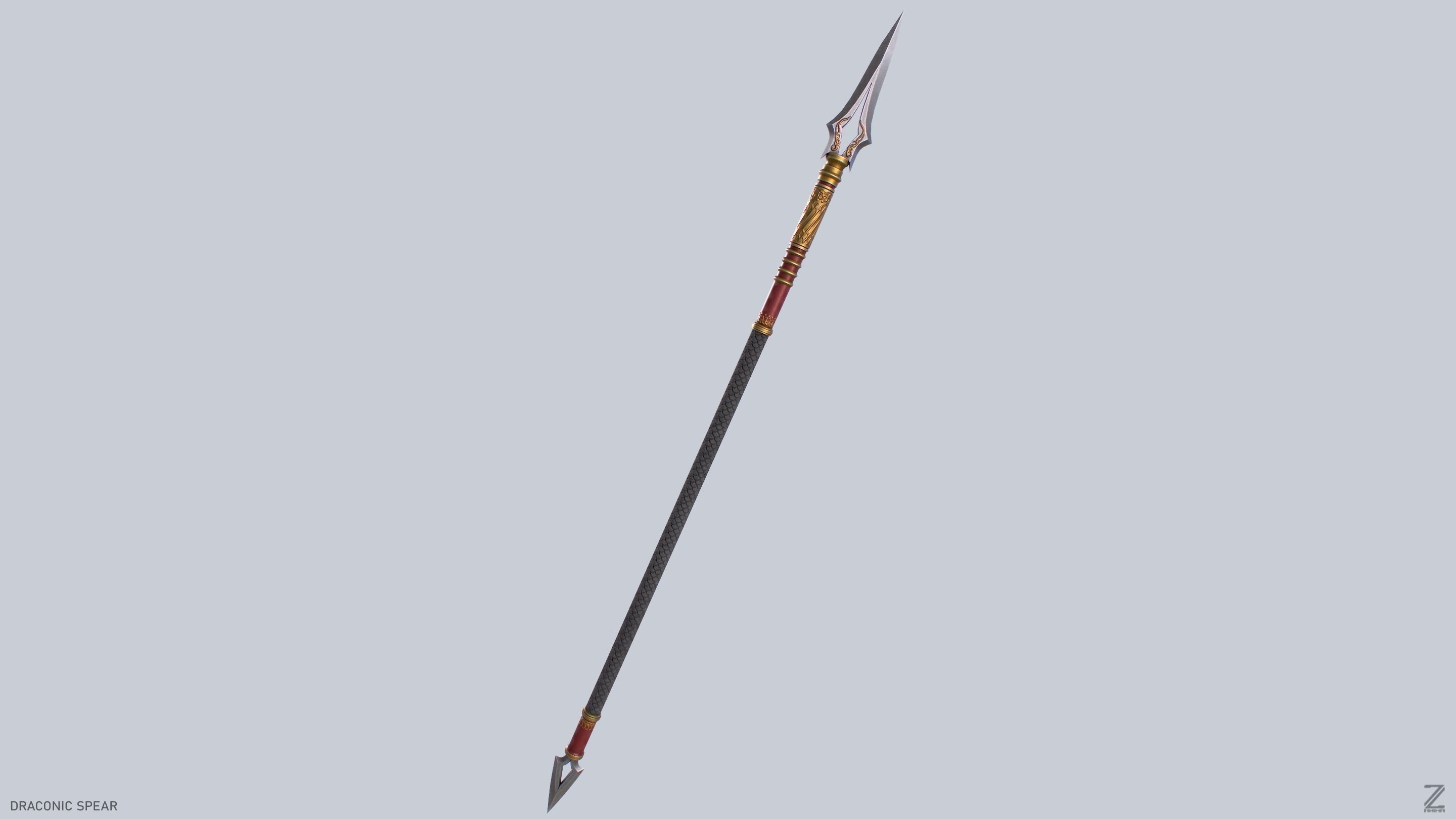 Draconic spear Low-poly 3D model_9