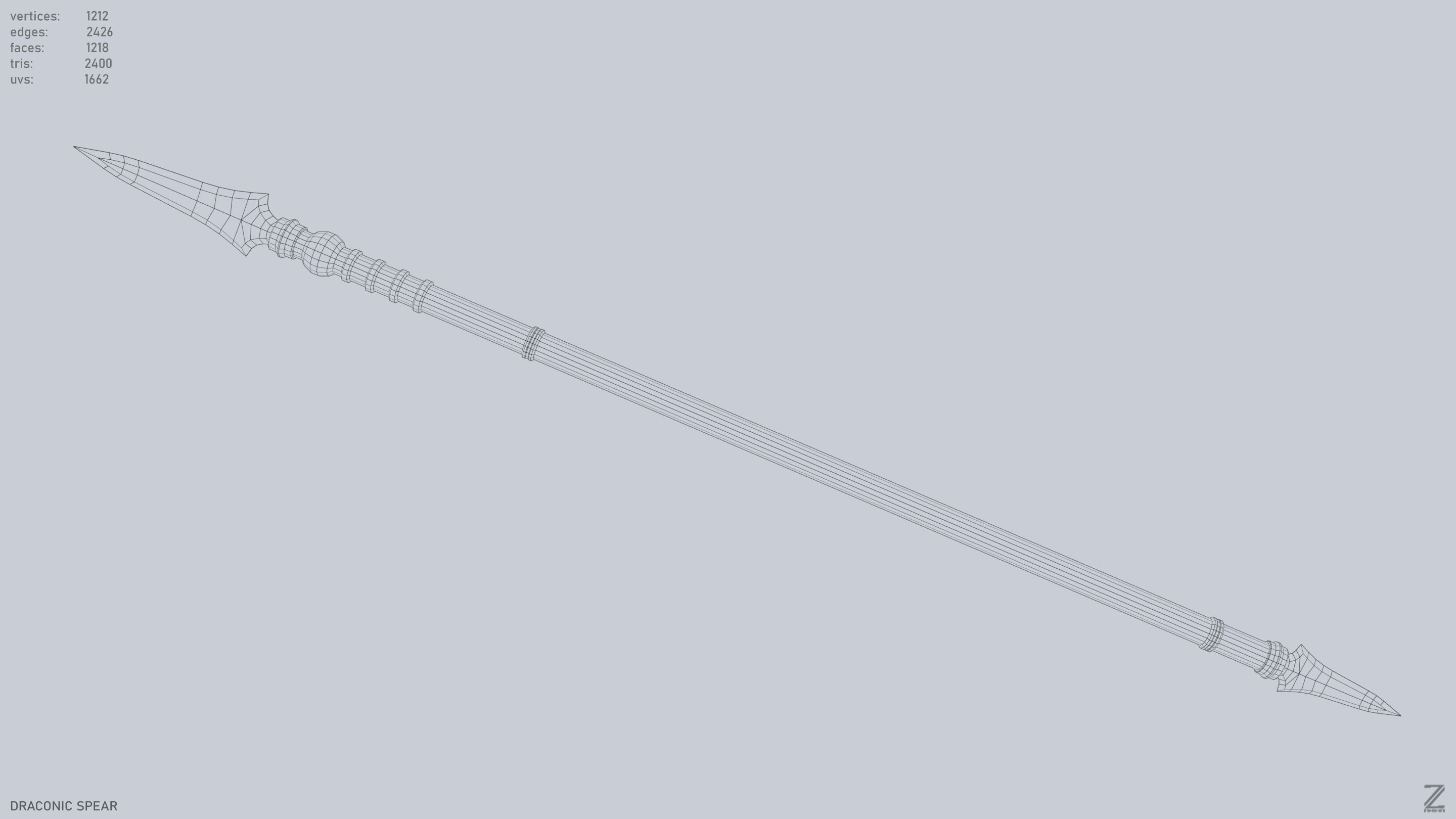 Draconic spear Low-poly 3D model_4