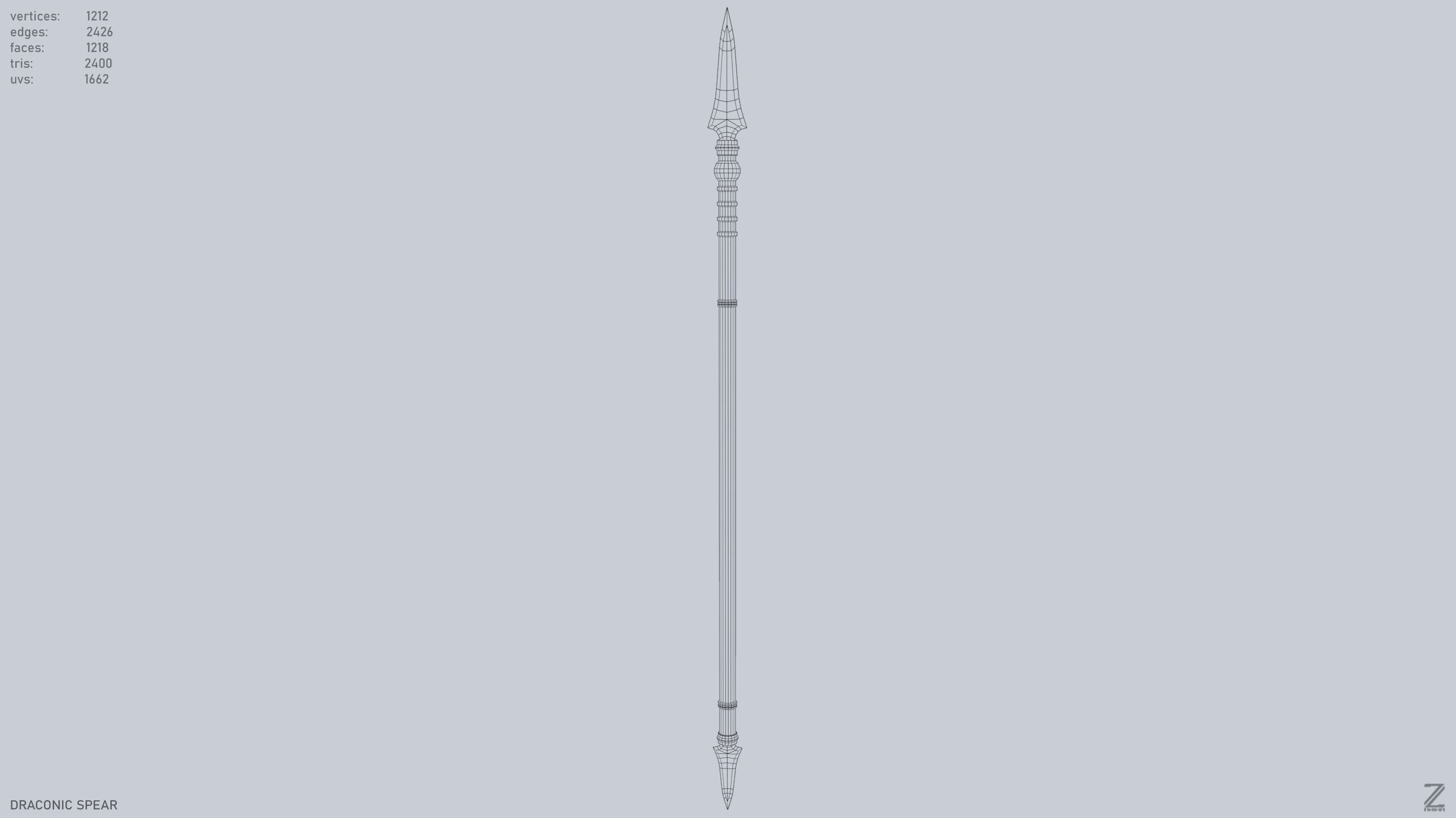 Draconic spear Low-poly 3D model_11