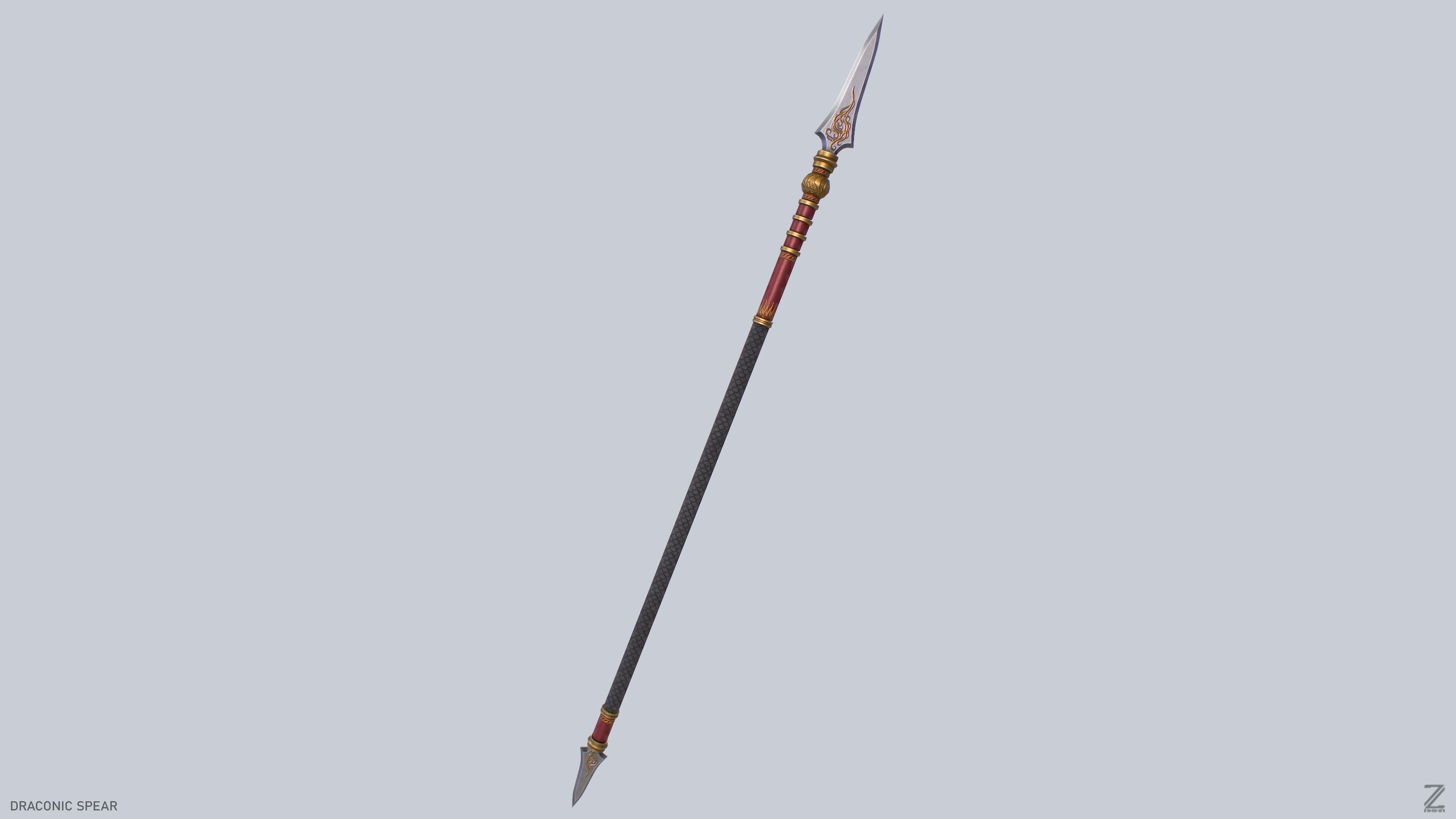 Draconic spear Low-poly 3D model_6