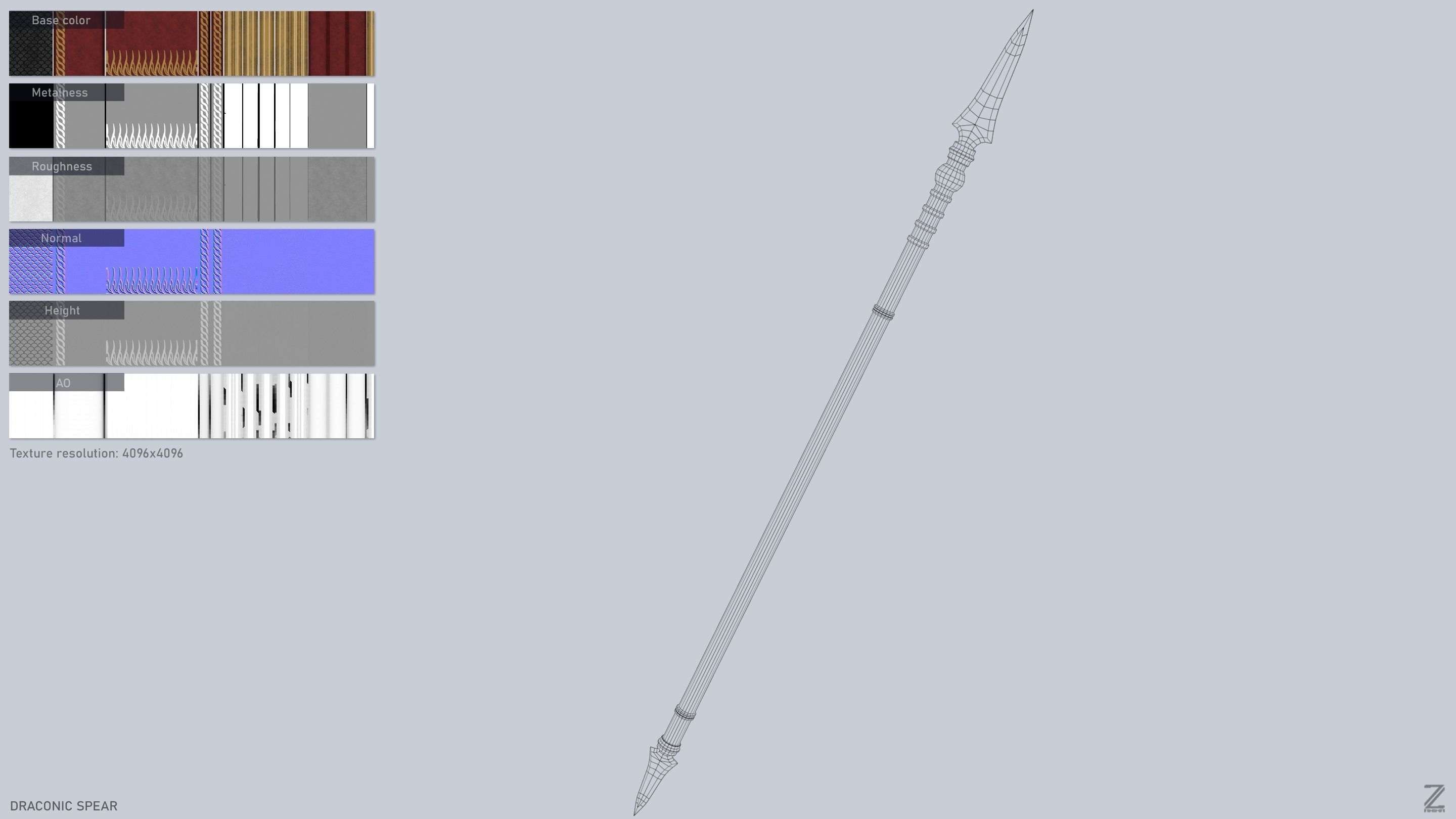 Draconic spear Low-poly 3D model_3