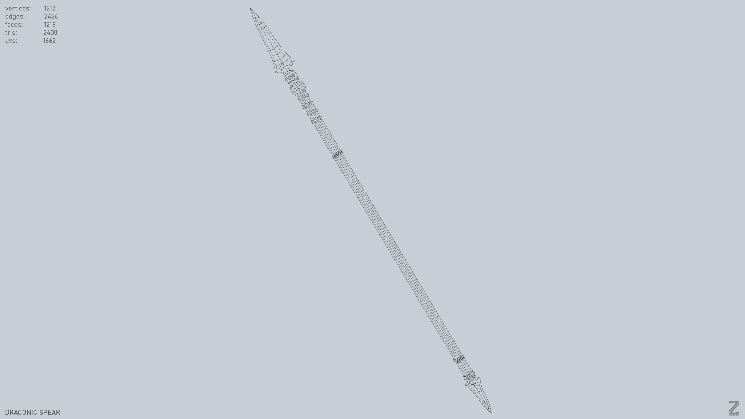 Draconic spear Low-poly 3D model_12