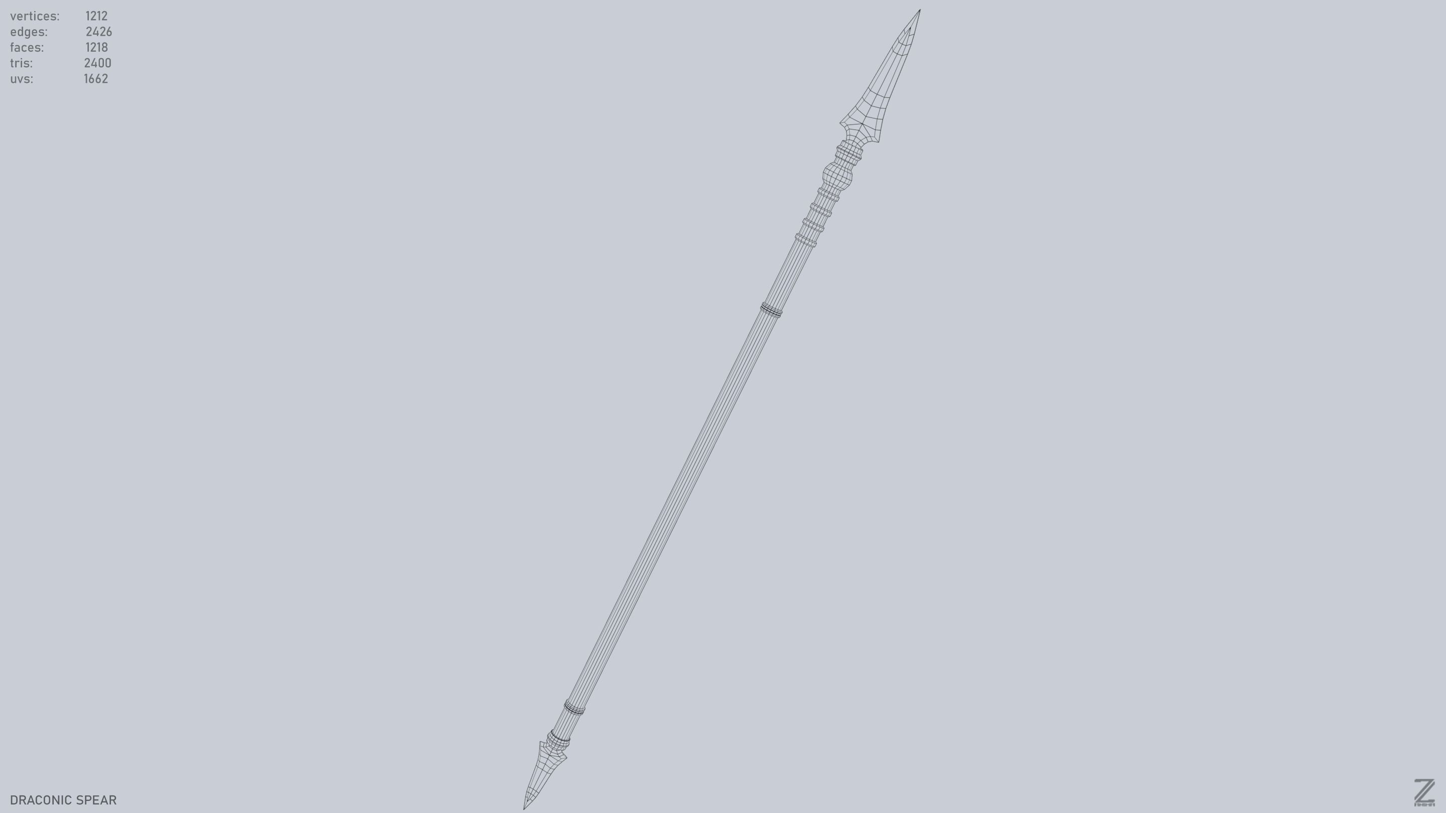 Draconic spear Low-poly 3D model_16