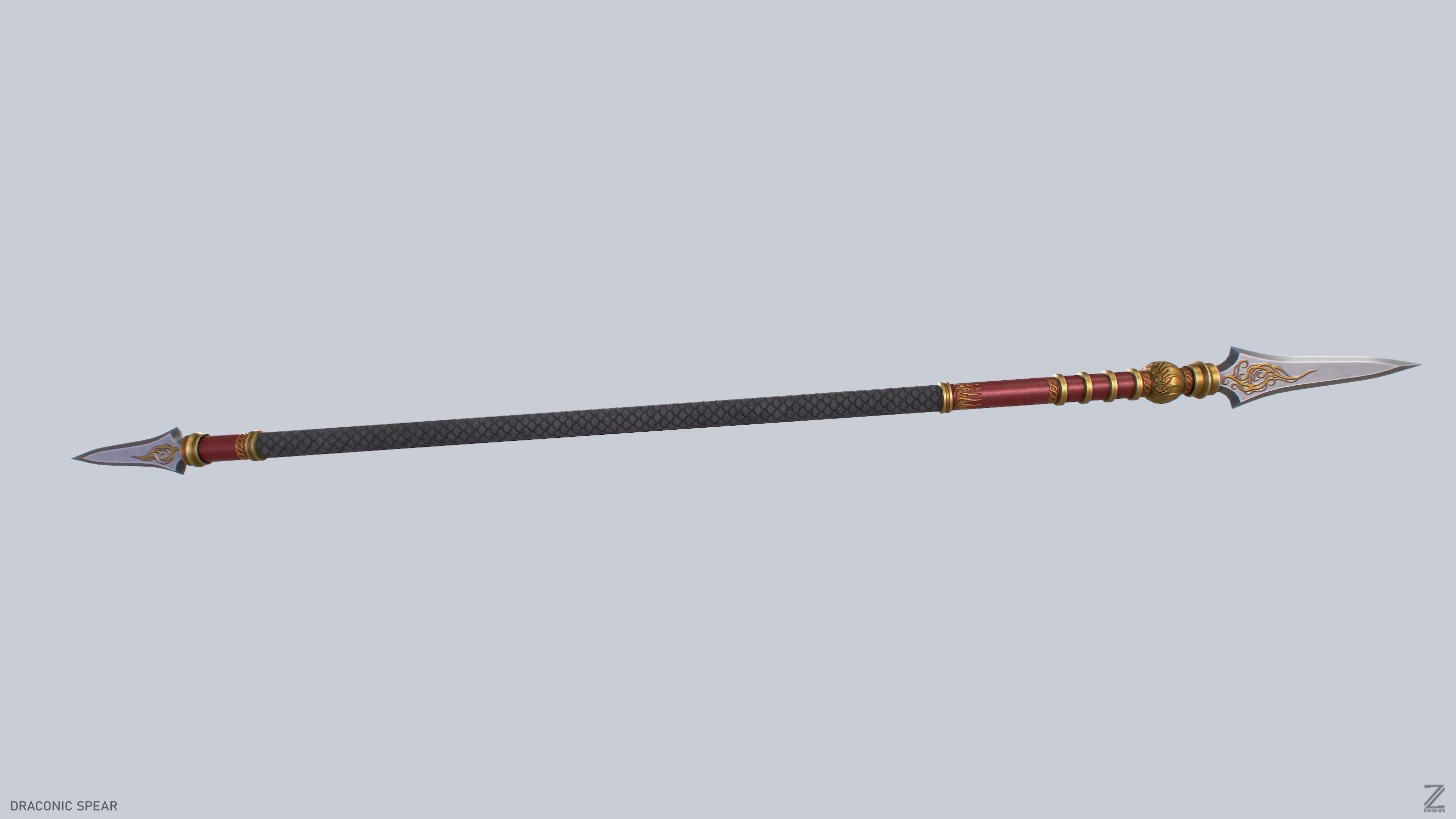 Draconic spear Low-poly 3D model_7