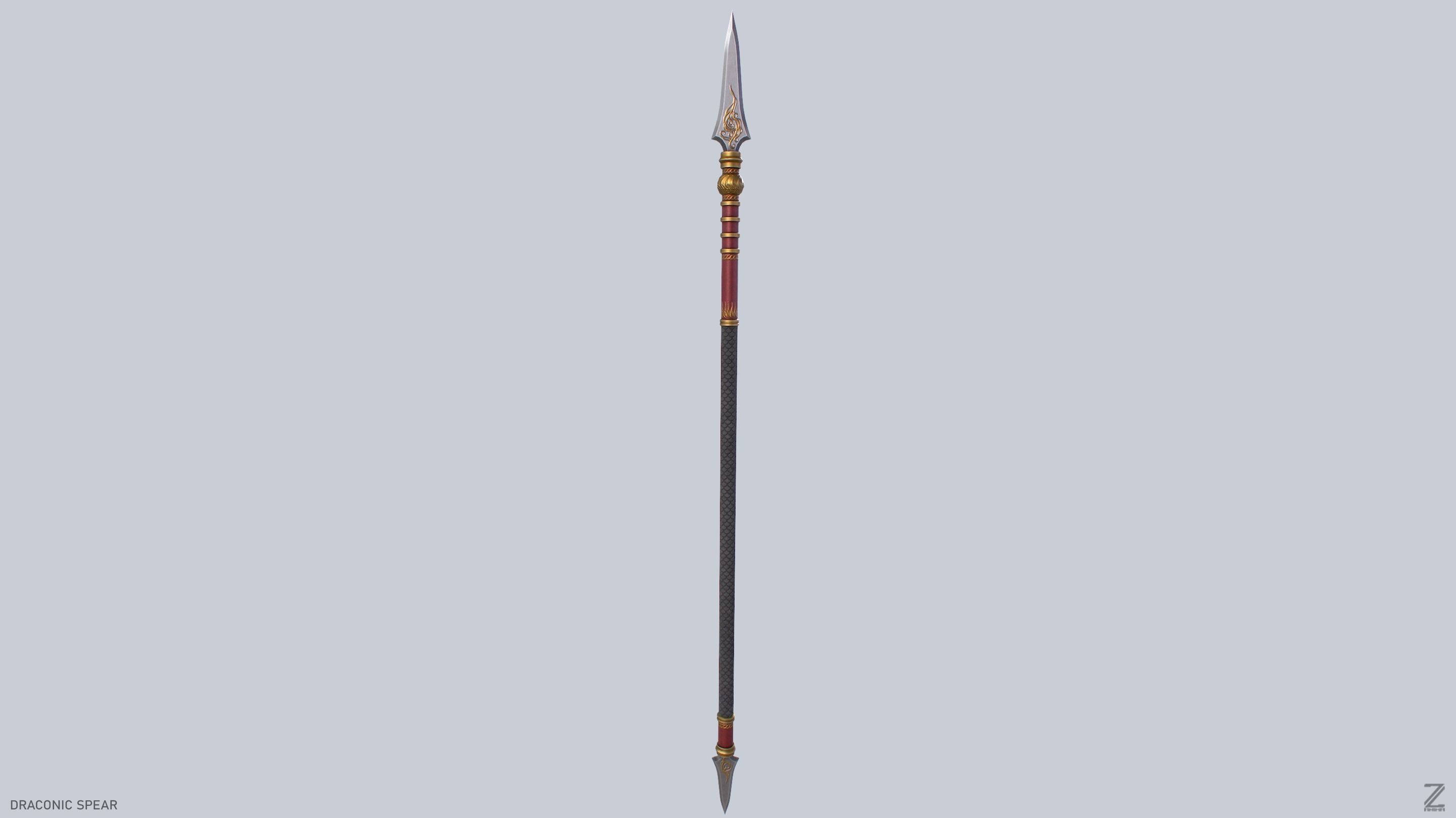 Draconic spear Low-poly 3D model_10