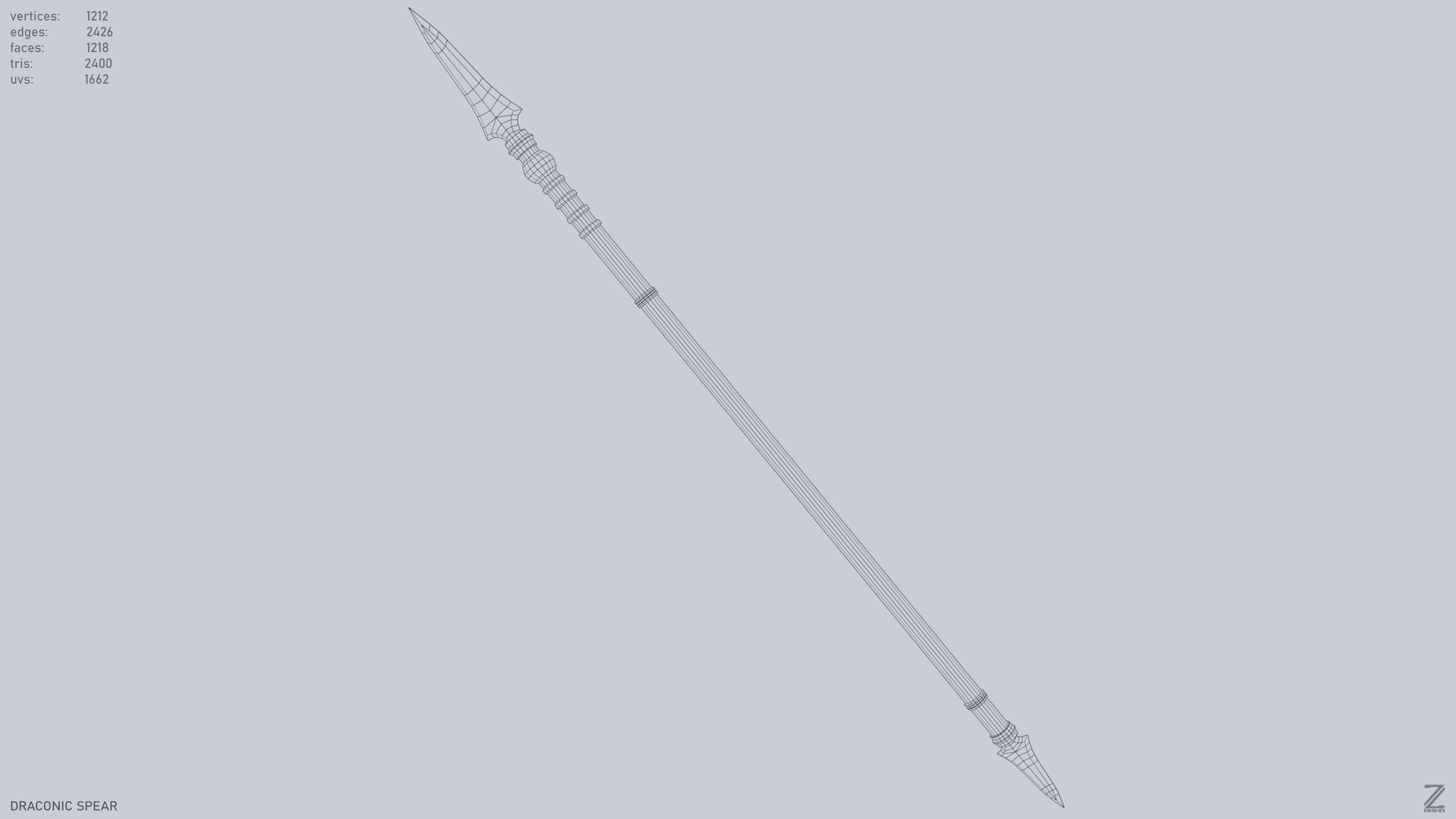 Draconic spear Low-poly 3D model_15