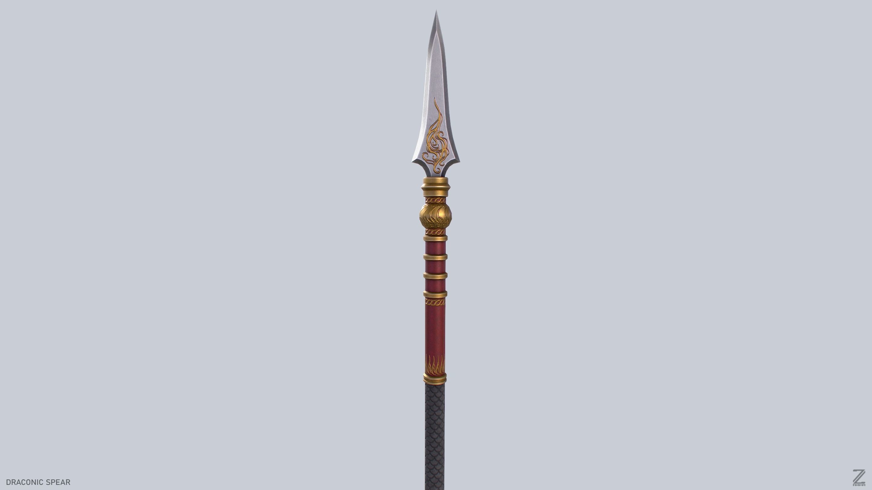 Draconic spear Low-poly 3D model_5