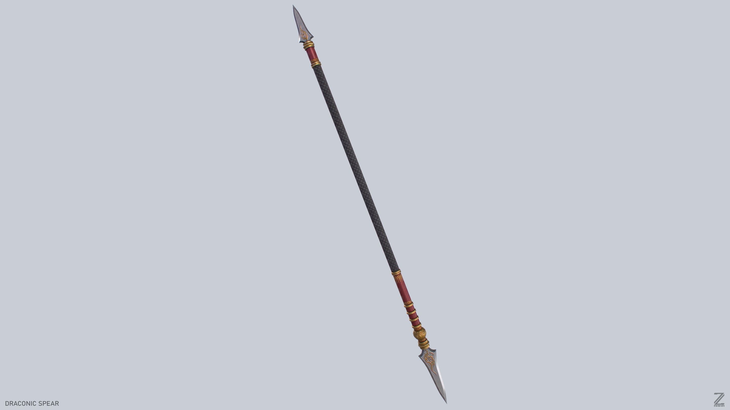 Draconic spear Low-poly 3D model_8
