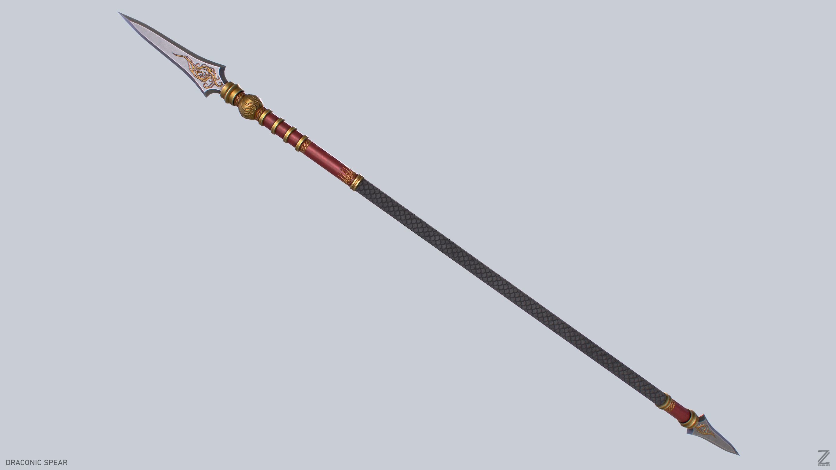 Draconic spear Low-poly 3D model_9
