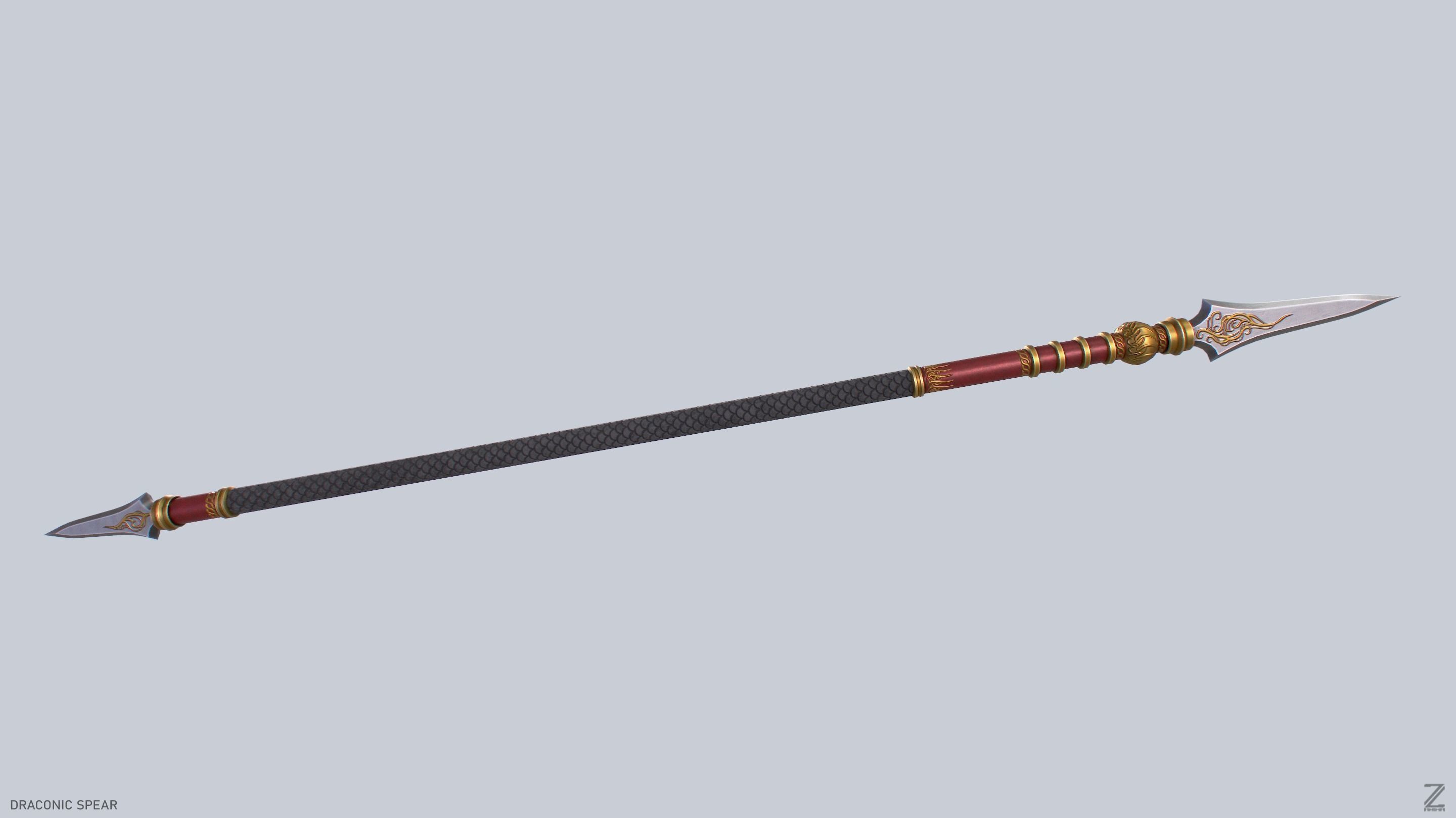 Draconic spear Low-poly 3D model_2