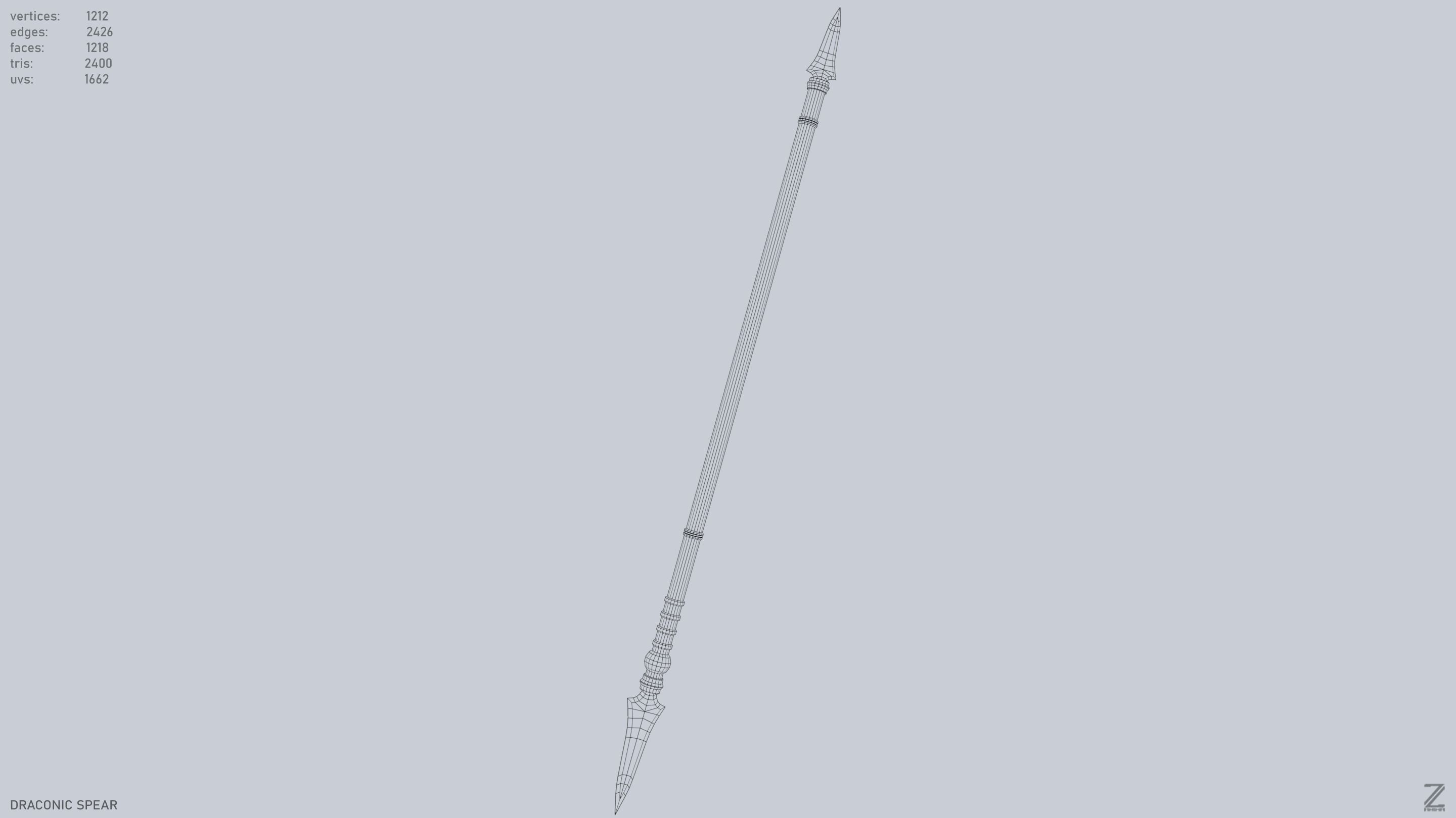 Draconic spear Low-poly 3D model_13