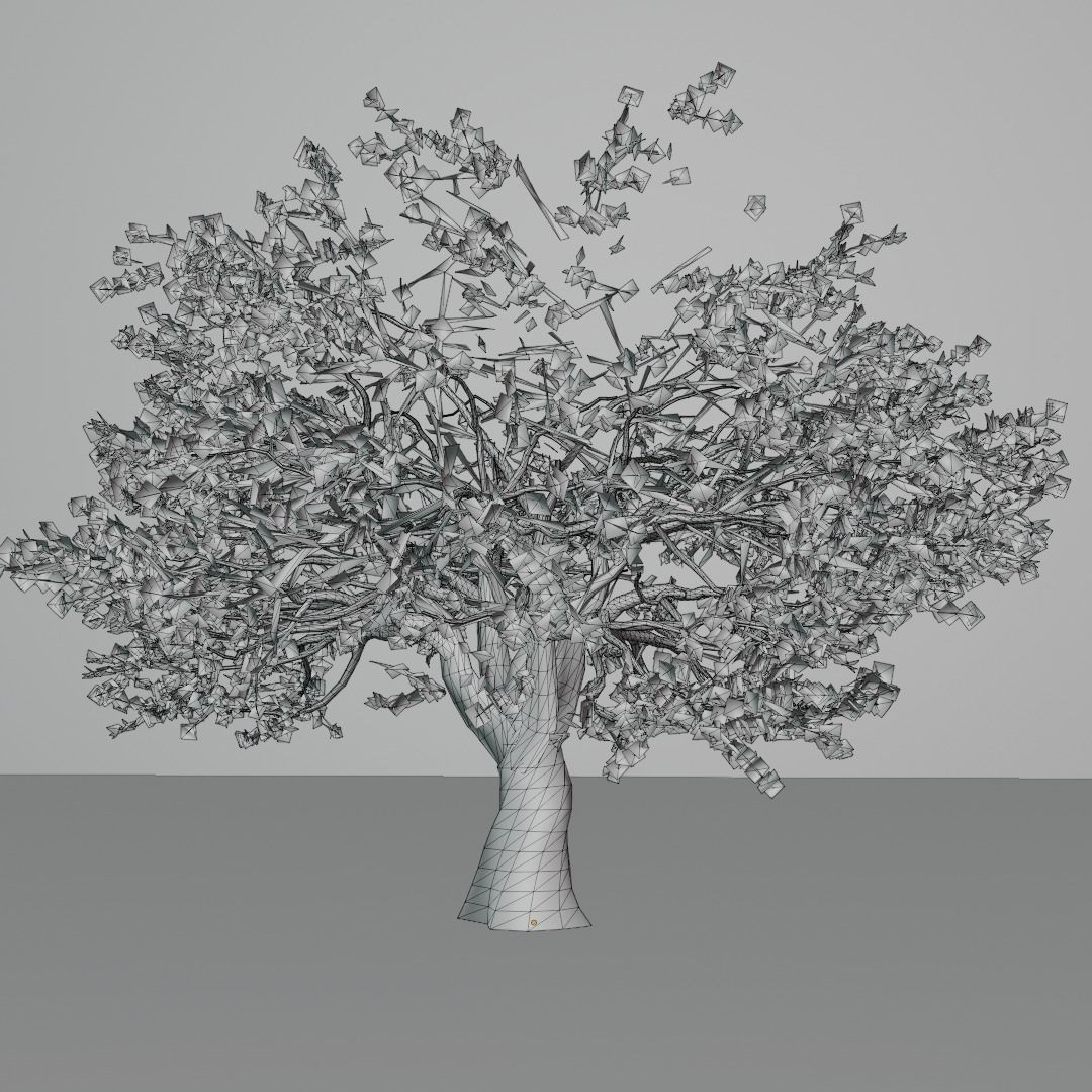 Mid-poly Sakura pack 4 trees Low-poly 3D model_8