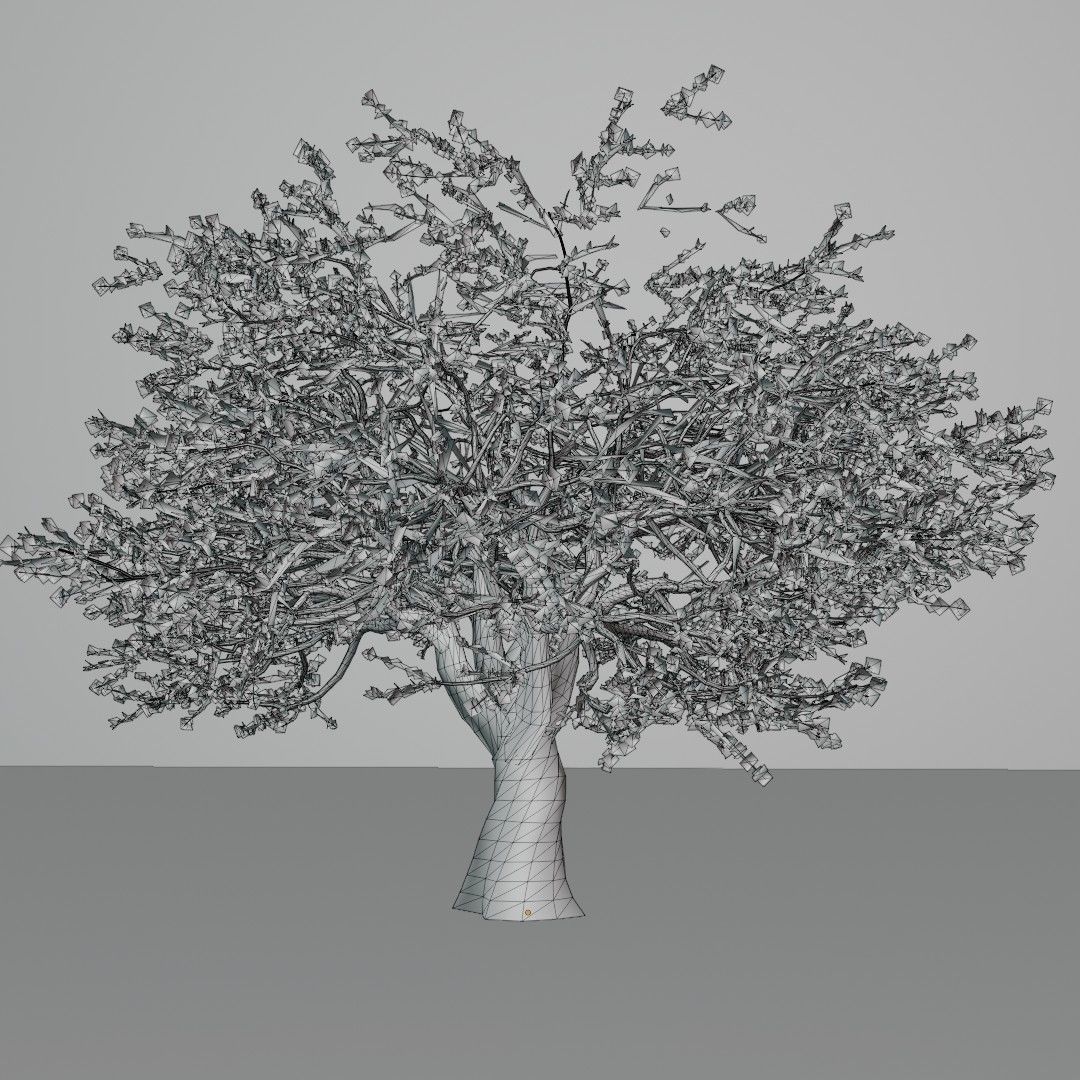 Mid-poly Sakura pack 4 trees Low-poly 3D model_7
