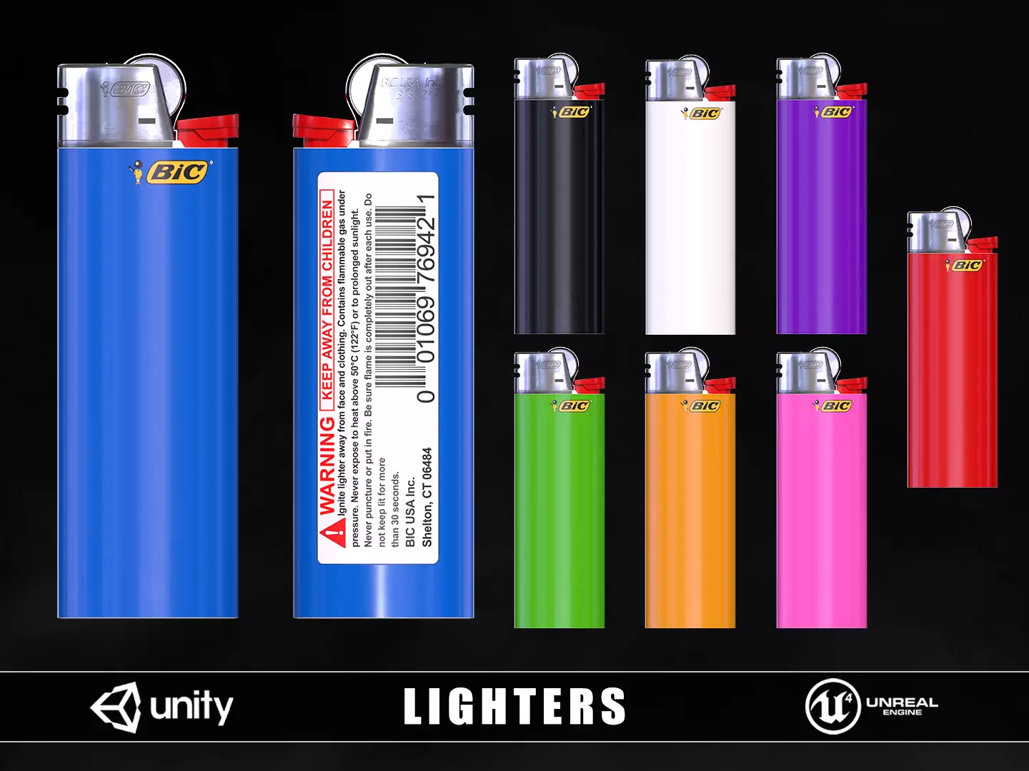 Lighters Low-poly 3D model_0