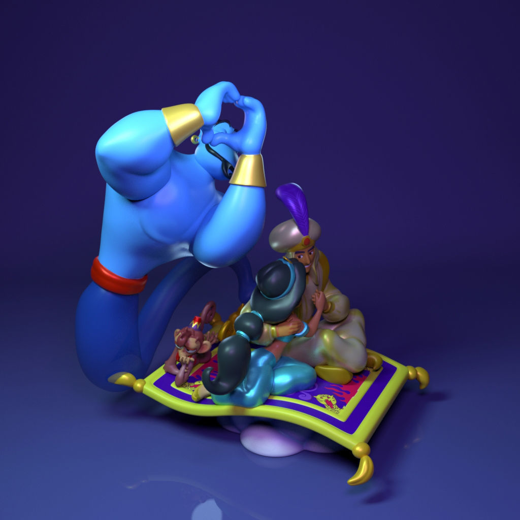 Aladdin and Jasmine- Fanart Disney -28cm  3D print model_4