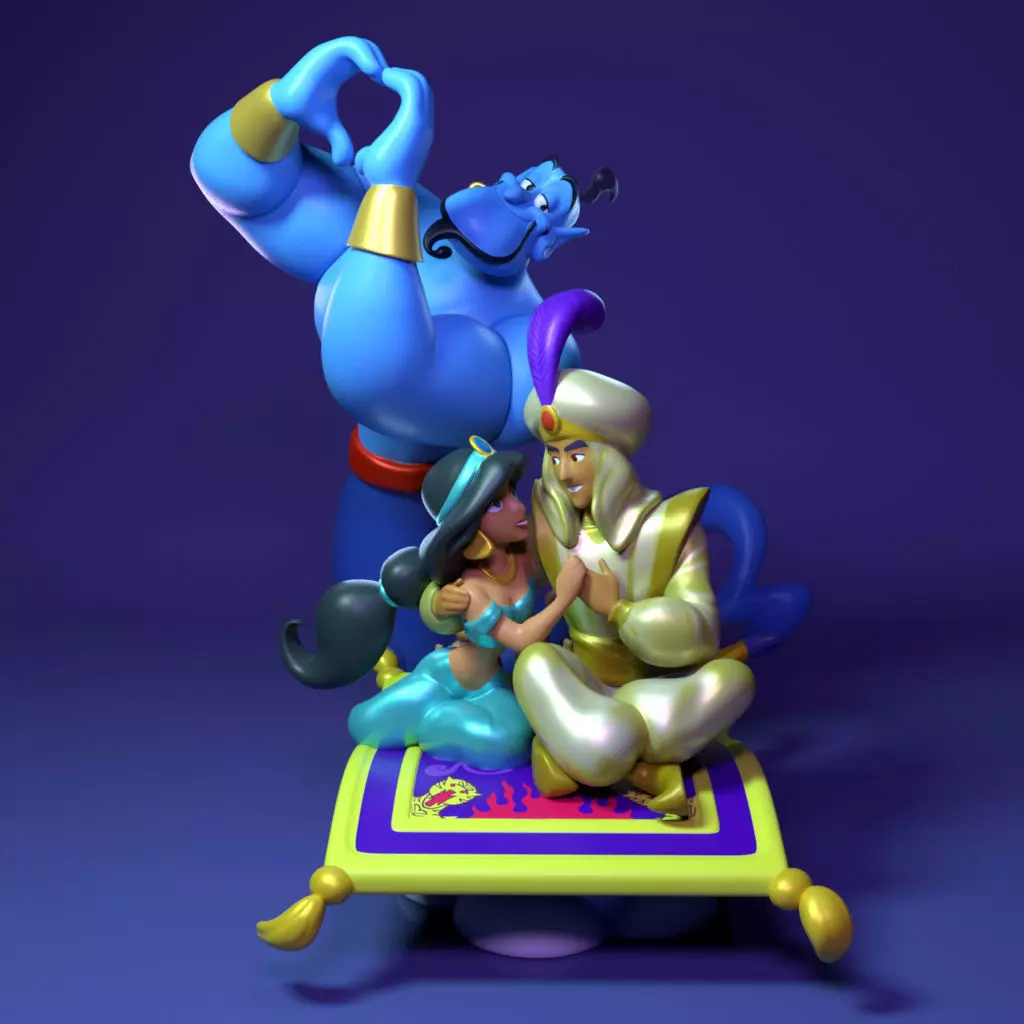 Aladdin and Jasmine- Fanart Disney -28cm  3D print model_0