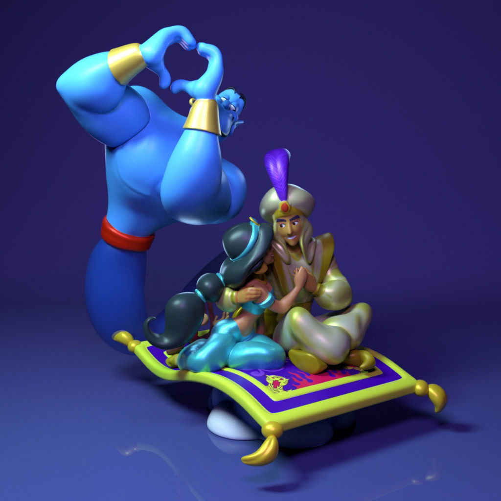 Aladdin and Jasmine- Fanart Disney -28cm  3D print model_1