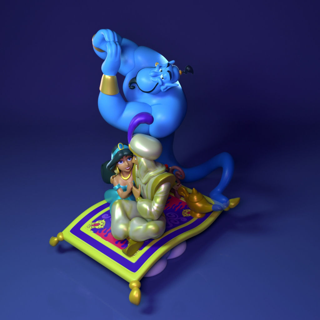 Aladdin and Jasmine- Fanart Disney -28cm  3D print model_3