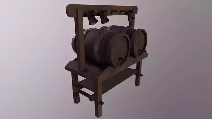 Bar - Barrel - Glass - Table Game Ready Low Poly 3D Model  Low-poly 3D model
