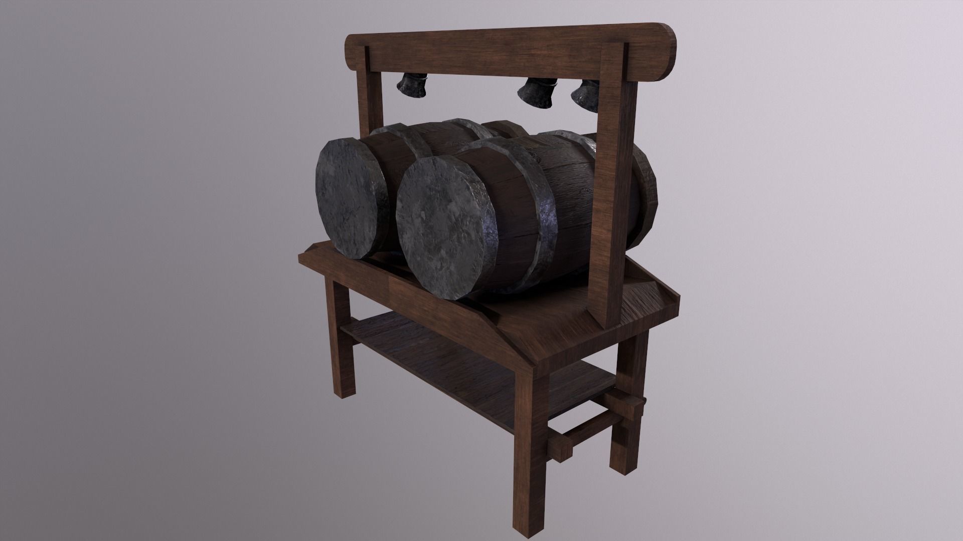 Bar - Barrel - Glass - Table Game Ready Low Poly 3D Model Low-poly 3D model_2