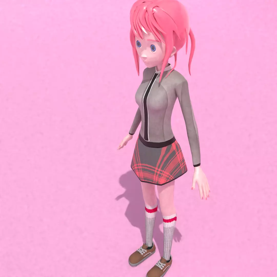 Anime Girl 3D Model Low-poly 3D model