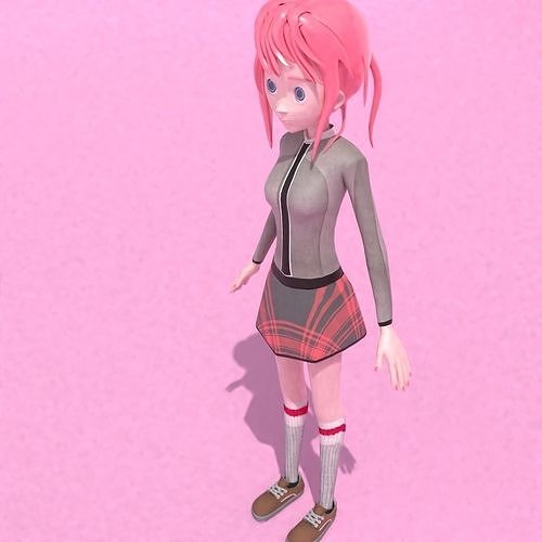 Anime Girl 3D Model  Low-poly 3D model