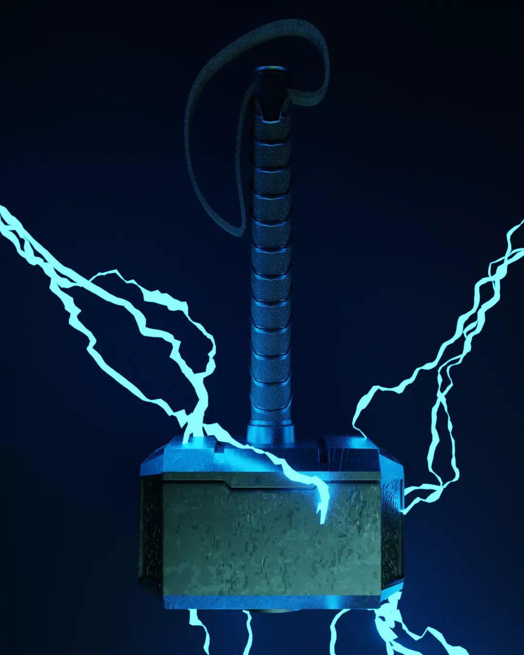Mjolnir or Thor Hammer Low-poly 3D model_0