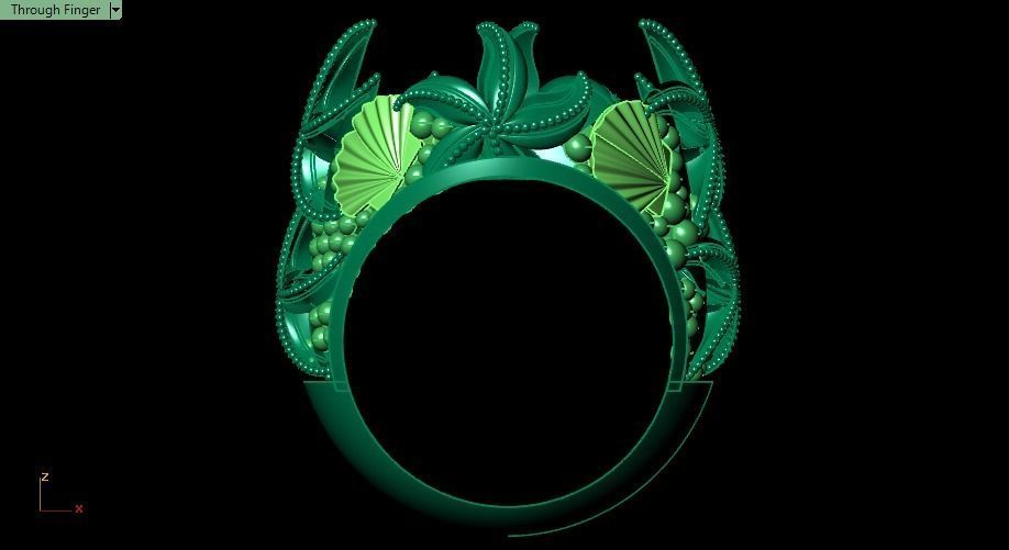 Turkish ring Shell and Starfish 3D print model_8