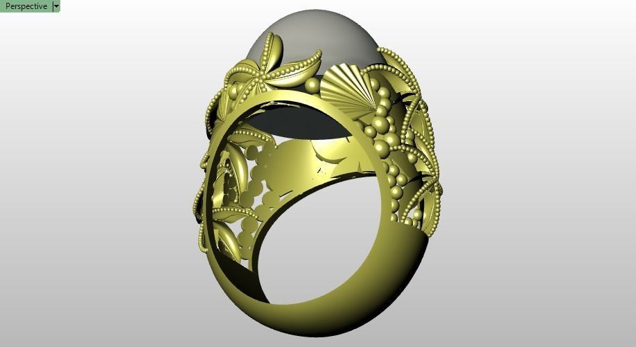 Turkish ring Shell and Starfish 3D print model_14
