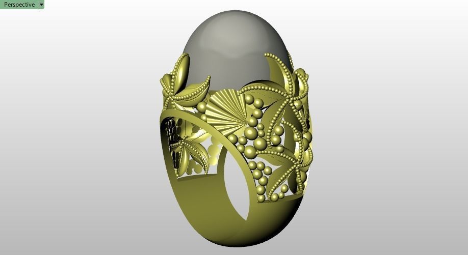 Turkish ring Shell and Starfish 3D print model_15