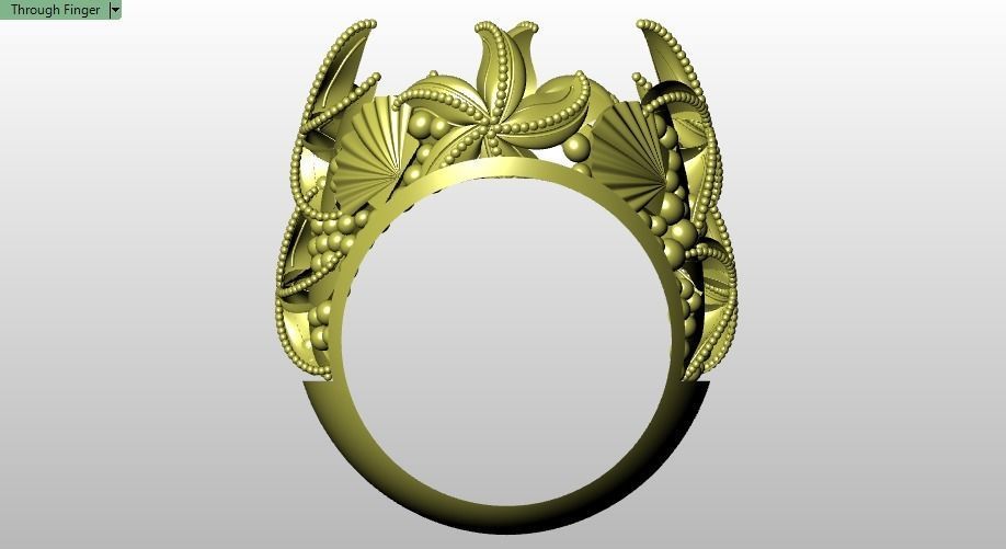 Turkish ring Shell and Starfish 3D print model_9
