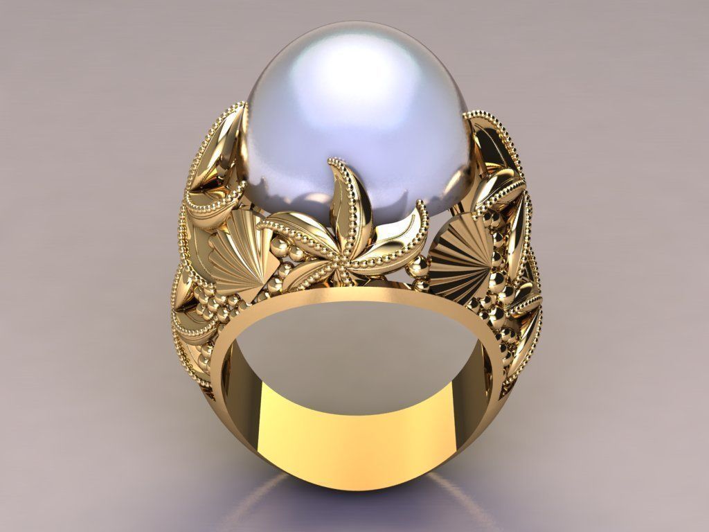 Turkish ring Shell and Starfish 3D print model_1