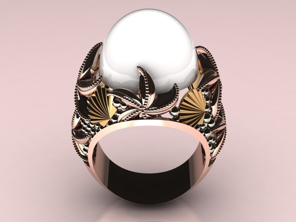 Turkish ring Shell and Starfish 3D print model_5