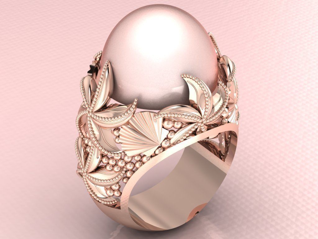 Turkish ring Shell and Starfish 3D print model_4