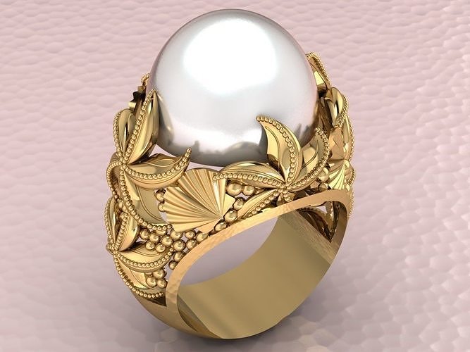 Turkish ring Shell and Starfish 3D print model