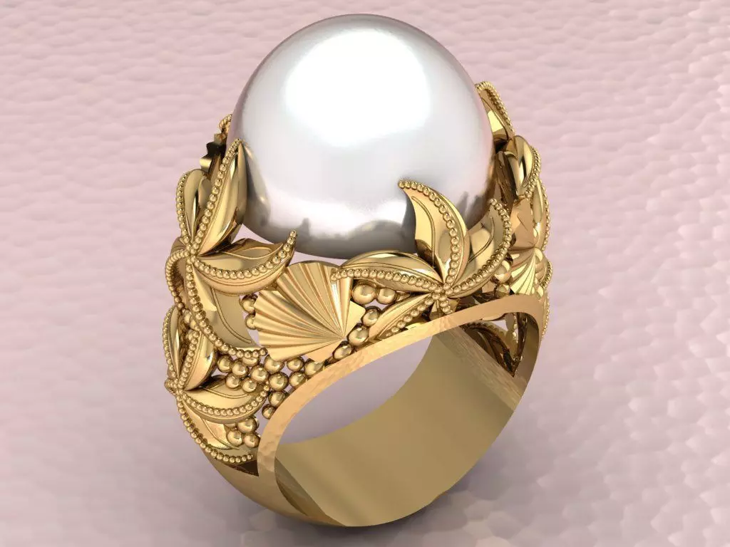 Turkish ring Shell and Starfish 3D print model_0