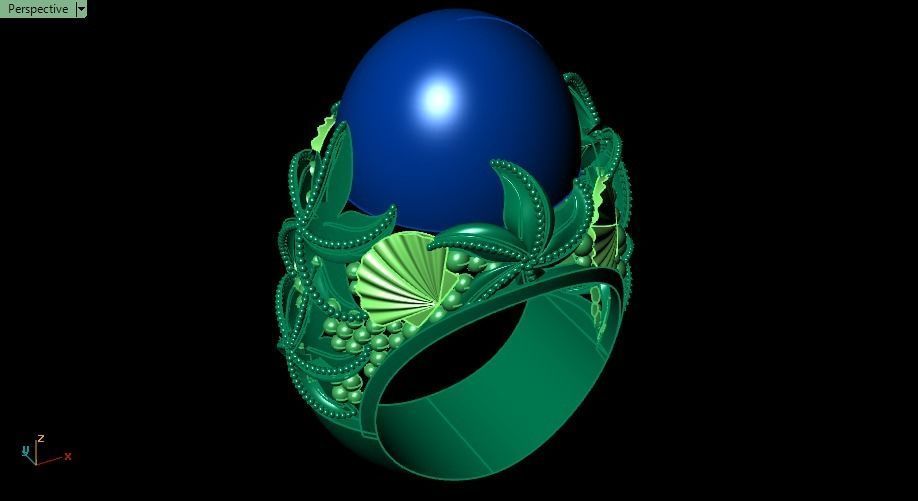 Turkish ring Shell and Starfish 3D print model_12