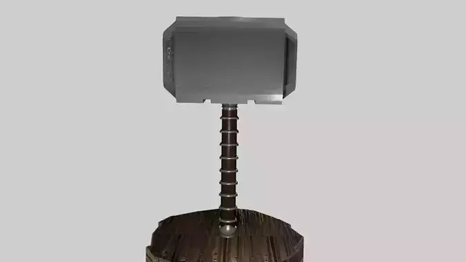 mjolnir 3d model wooden stand with hammer Free low-poly 3D model